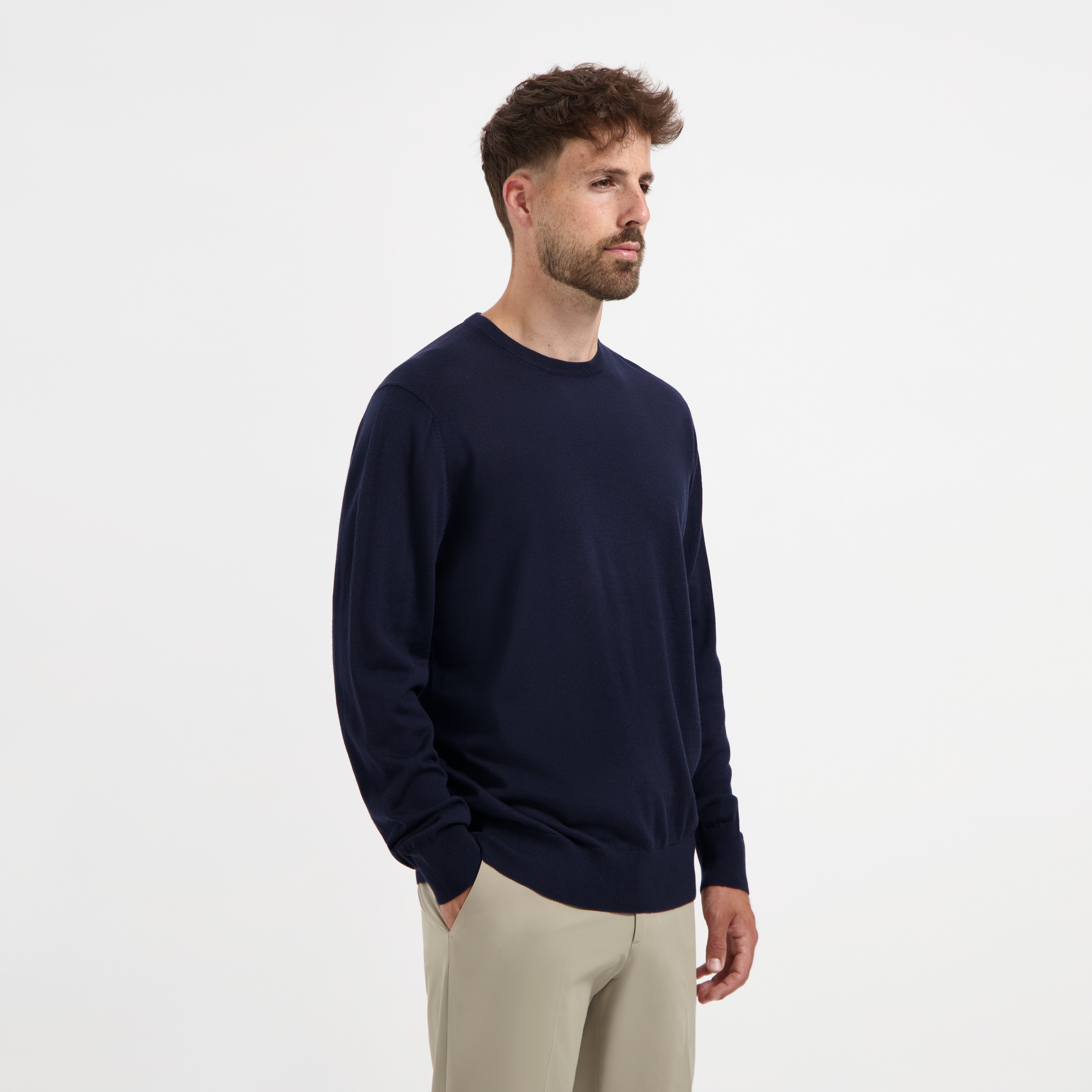 Crew Neck 100% Merino - Navy Blue