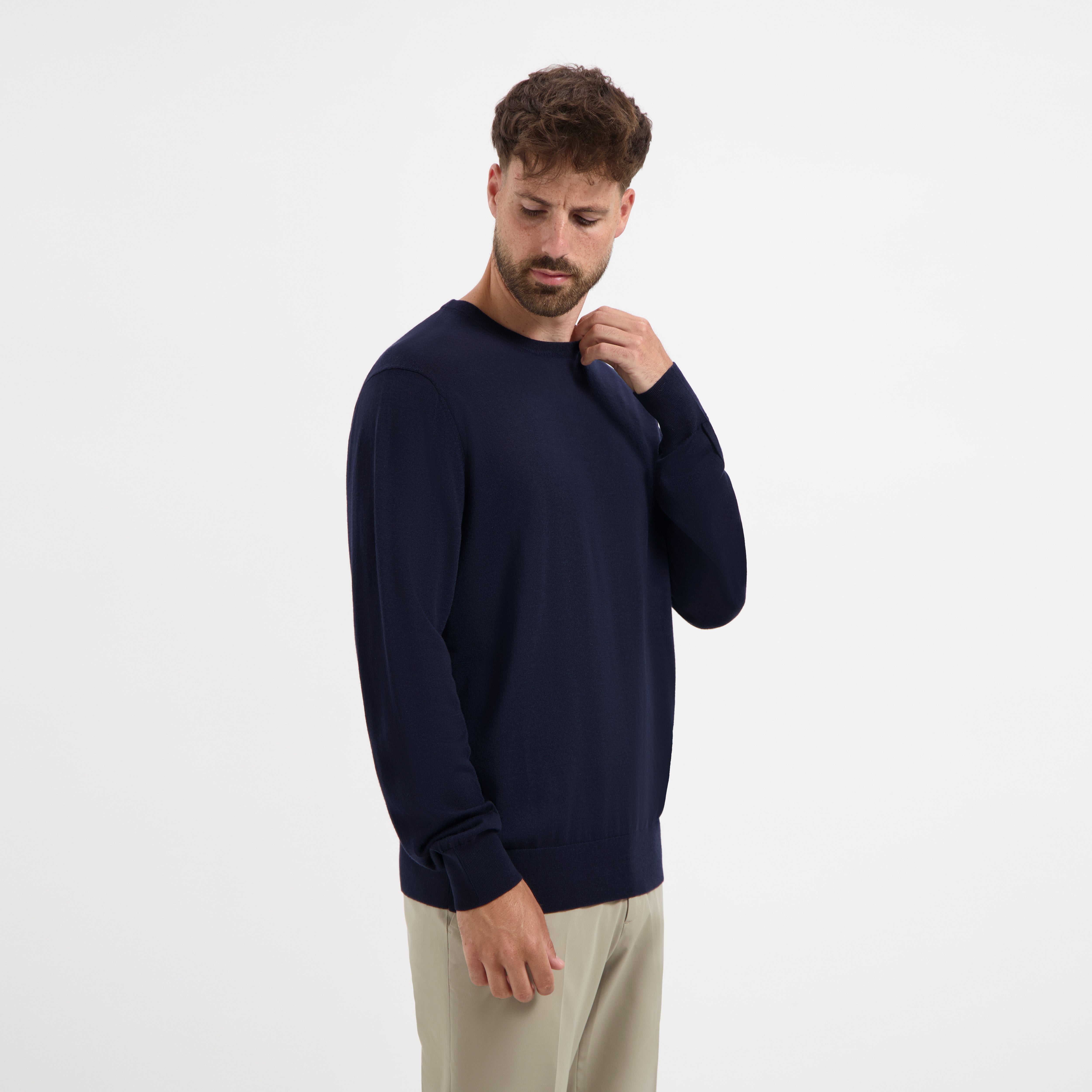 Crew Neck 100% Merino - Navy Blue