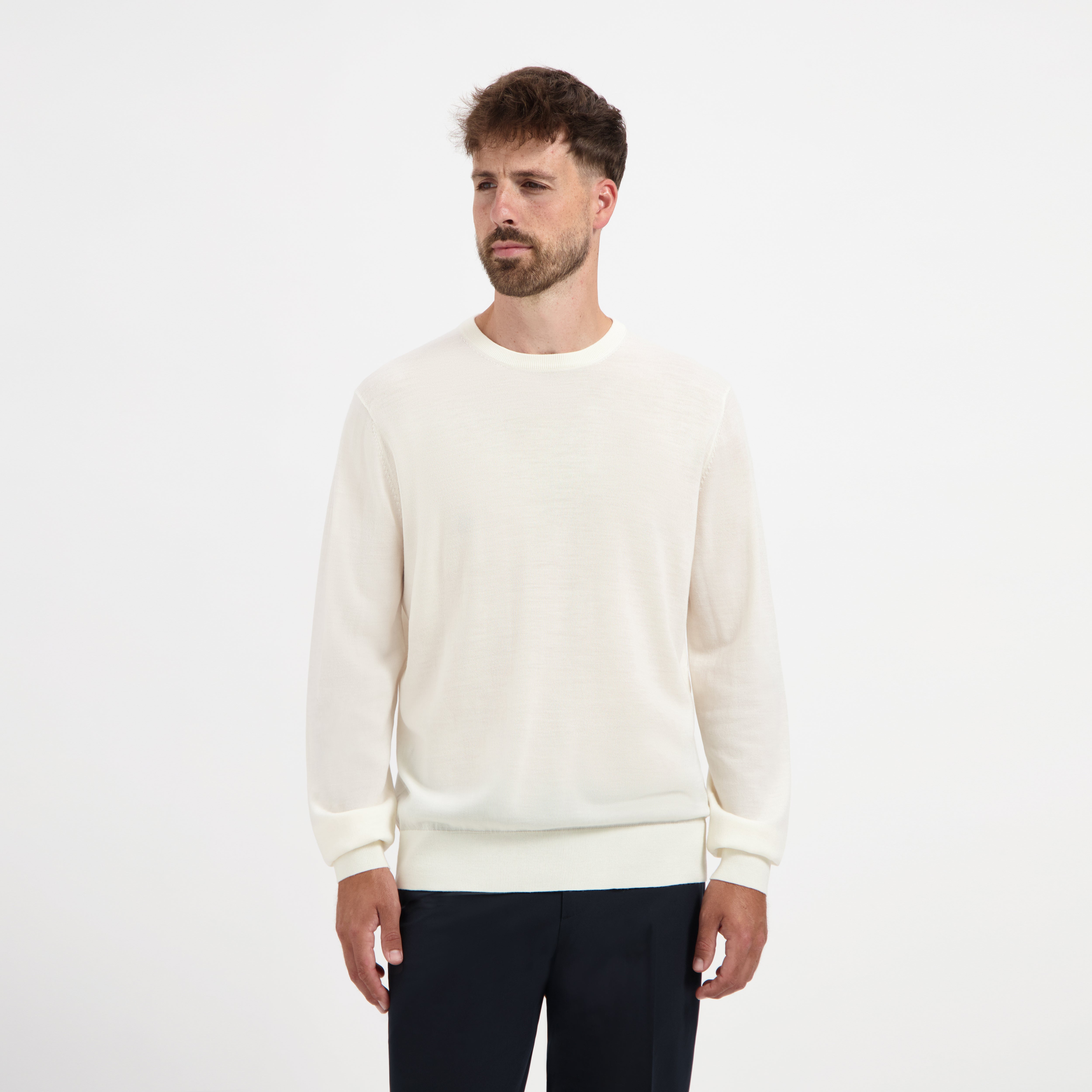 Crew Neck 100% Merino - Seachell White
