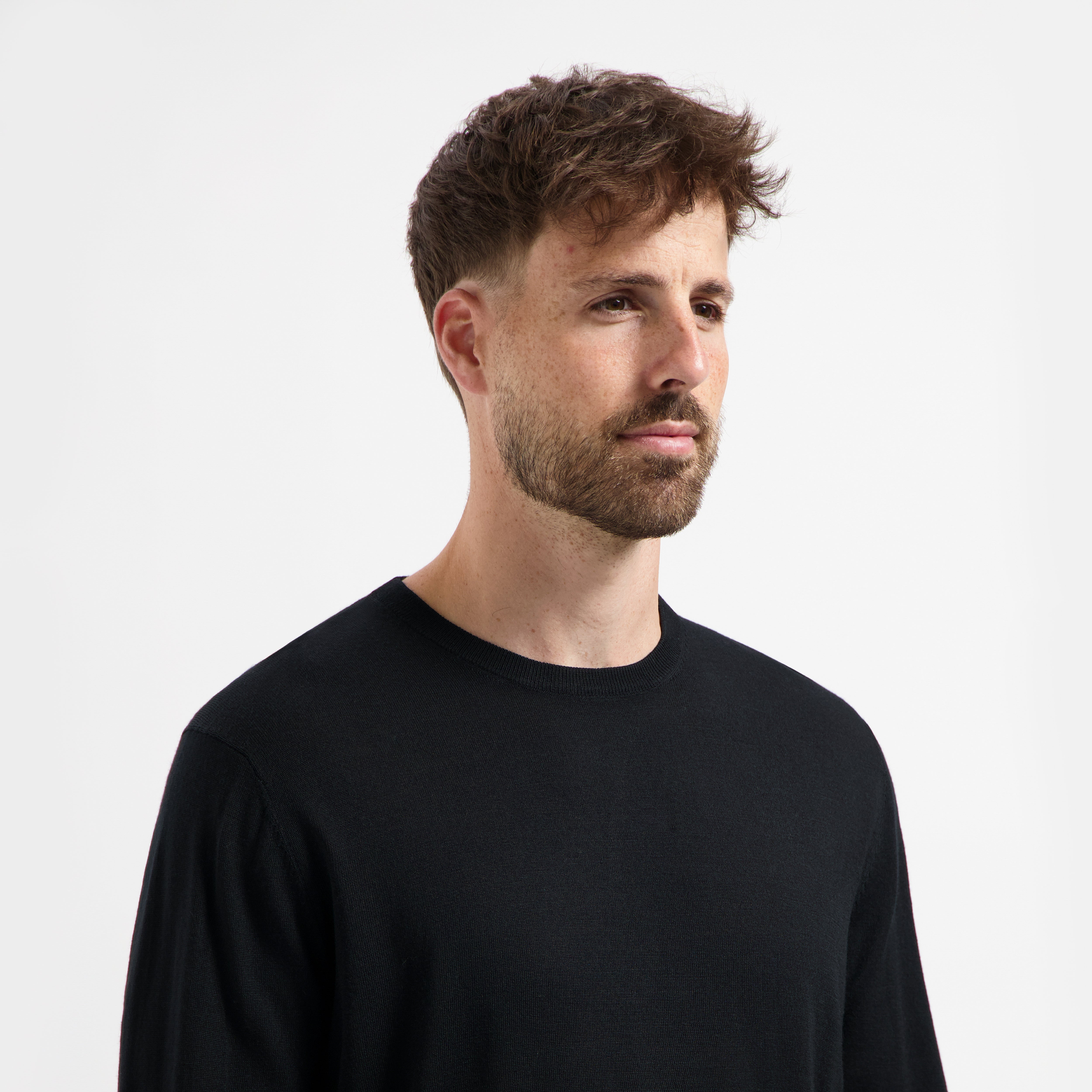 Crew Neck 100% Merino - Basalt Black