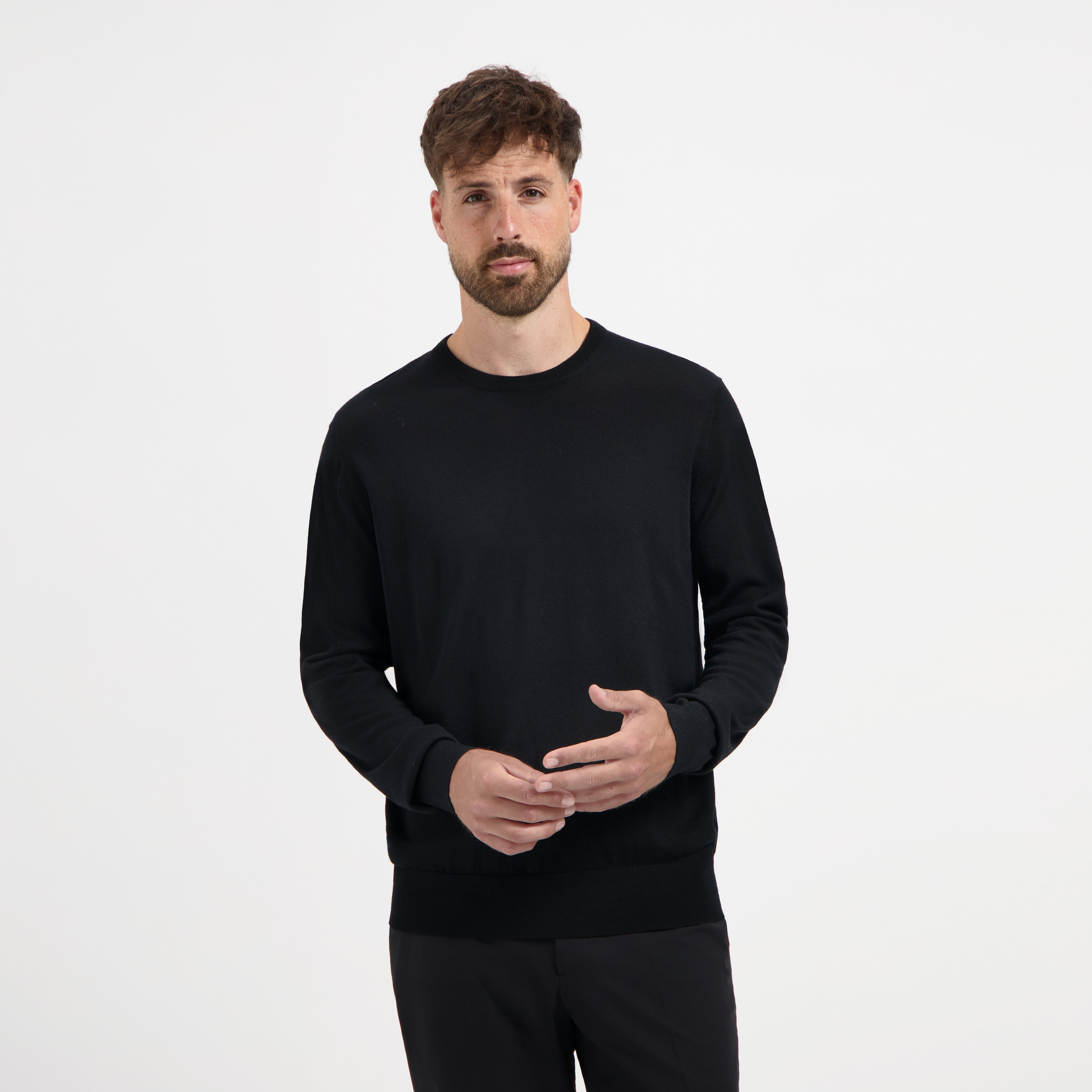 Crew Neck 100% Merino - Basalt Black
