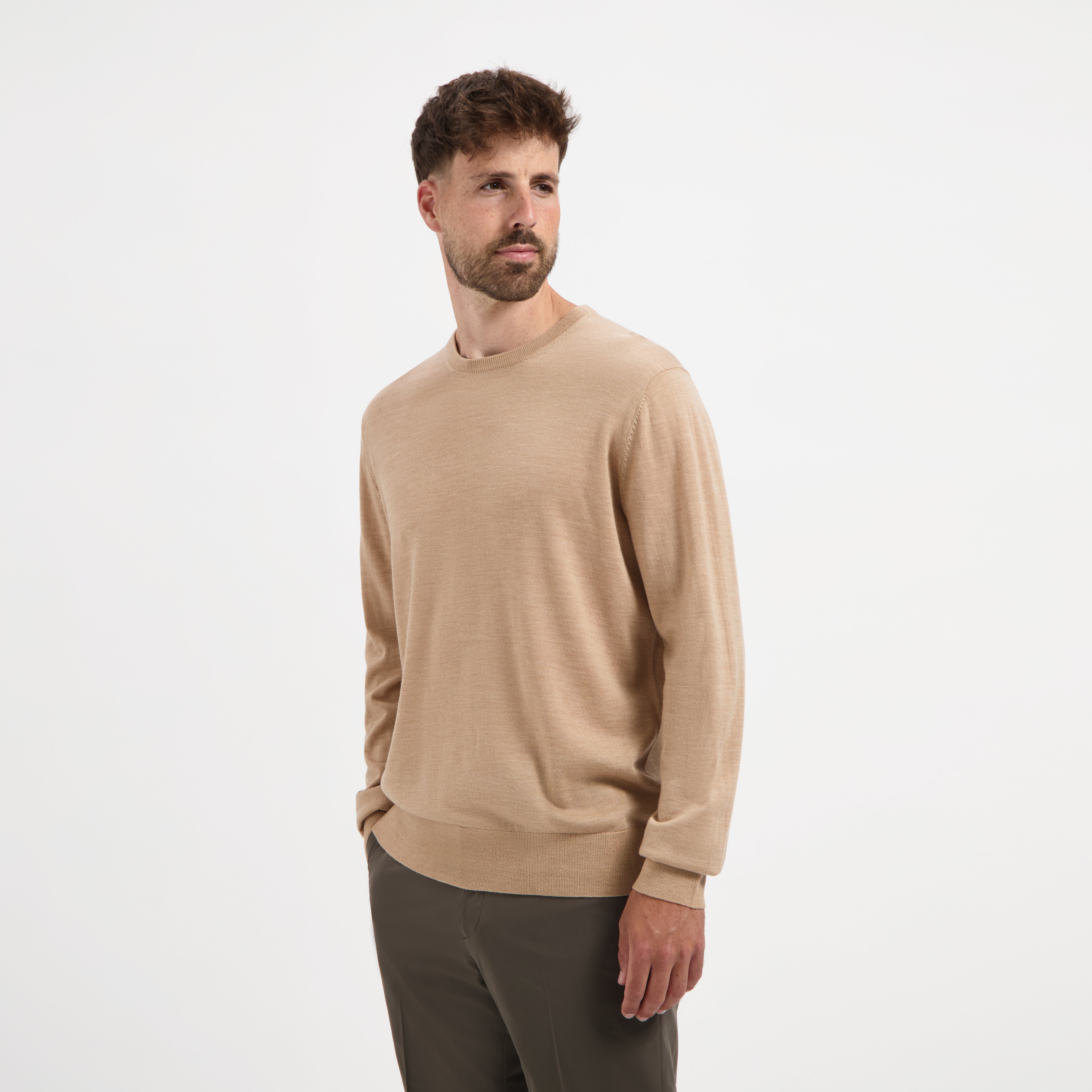 Crew Neck 100% Merino - Sahara Sand