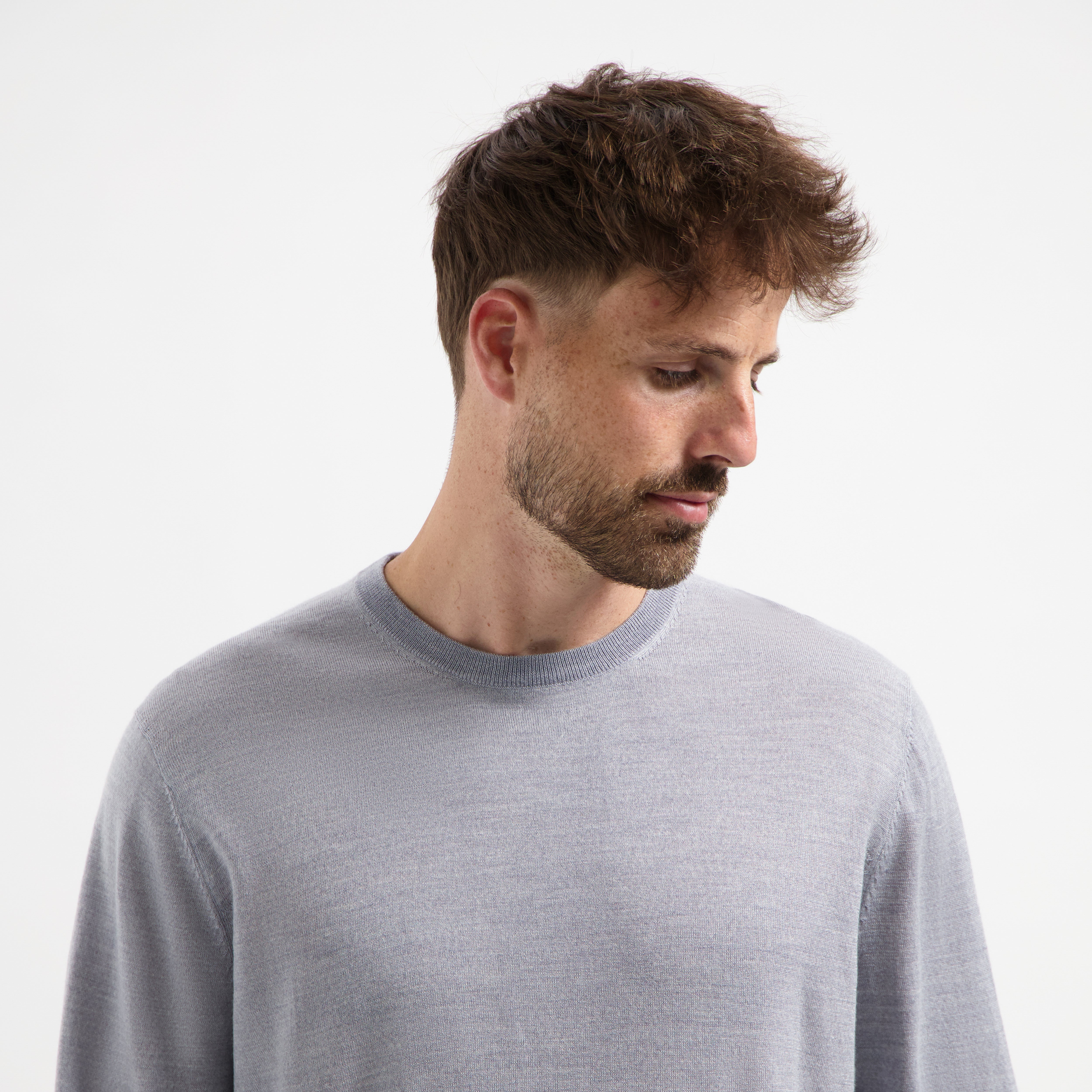 Crew Neck 100% Merino - Moonstone Grey