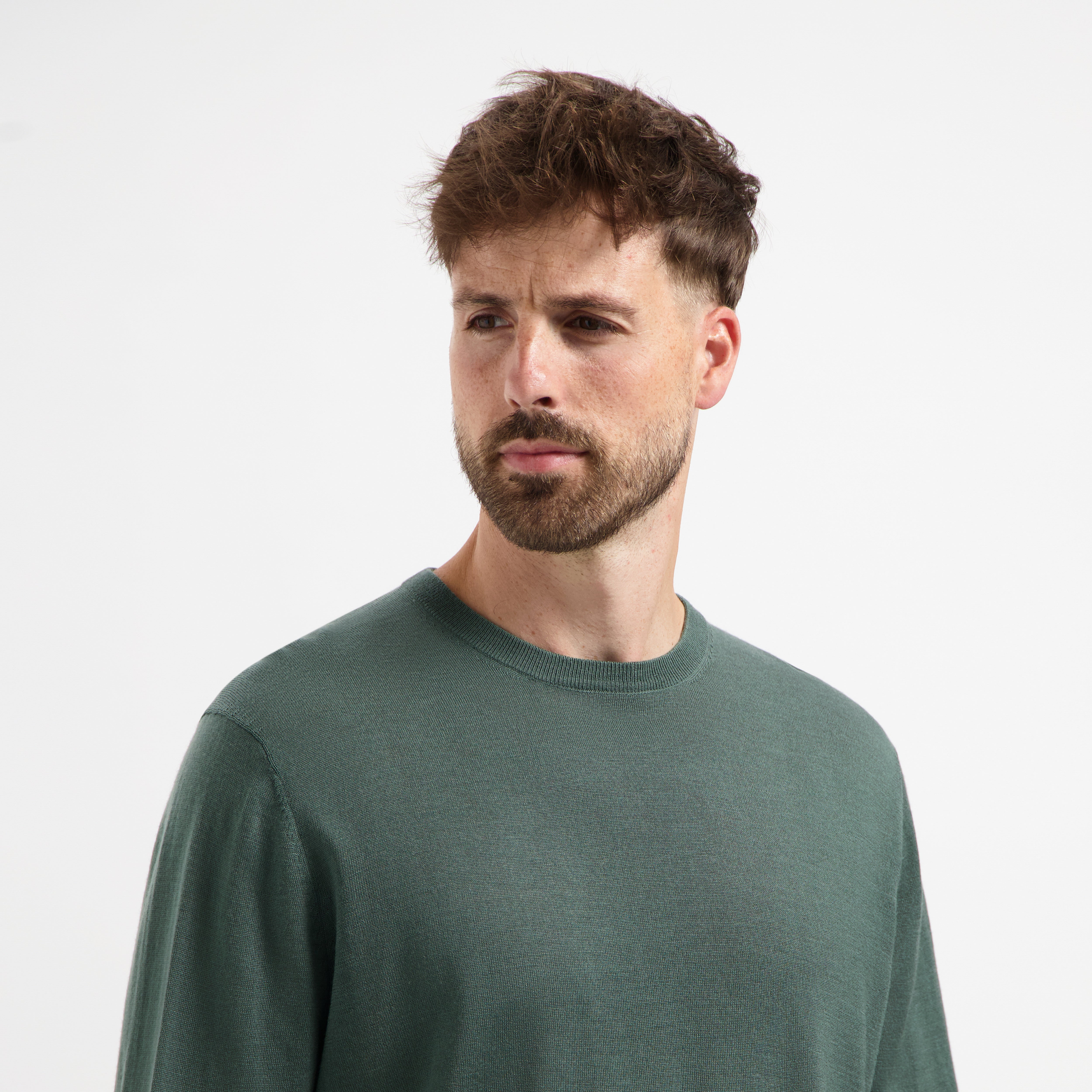 Crew Neck 100% Merino - Fernstone Green