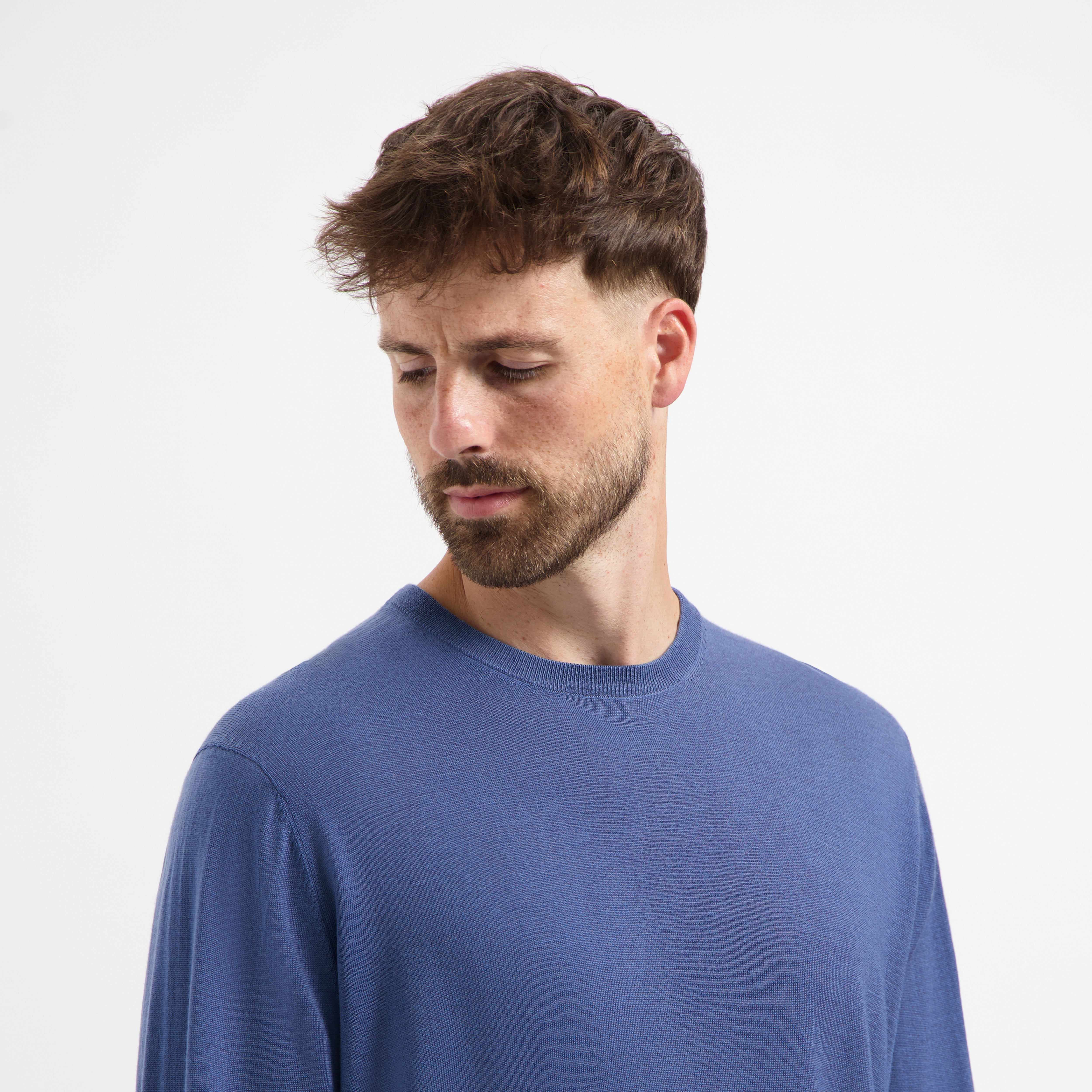 Crew Neck 100% Merino - Pacific Blue