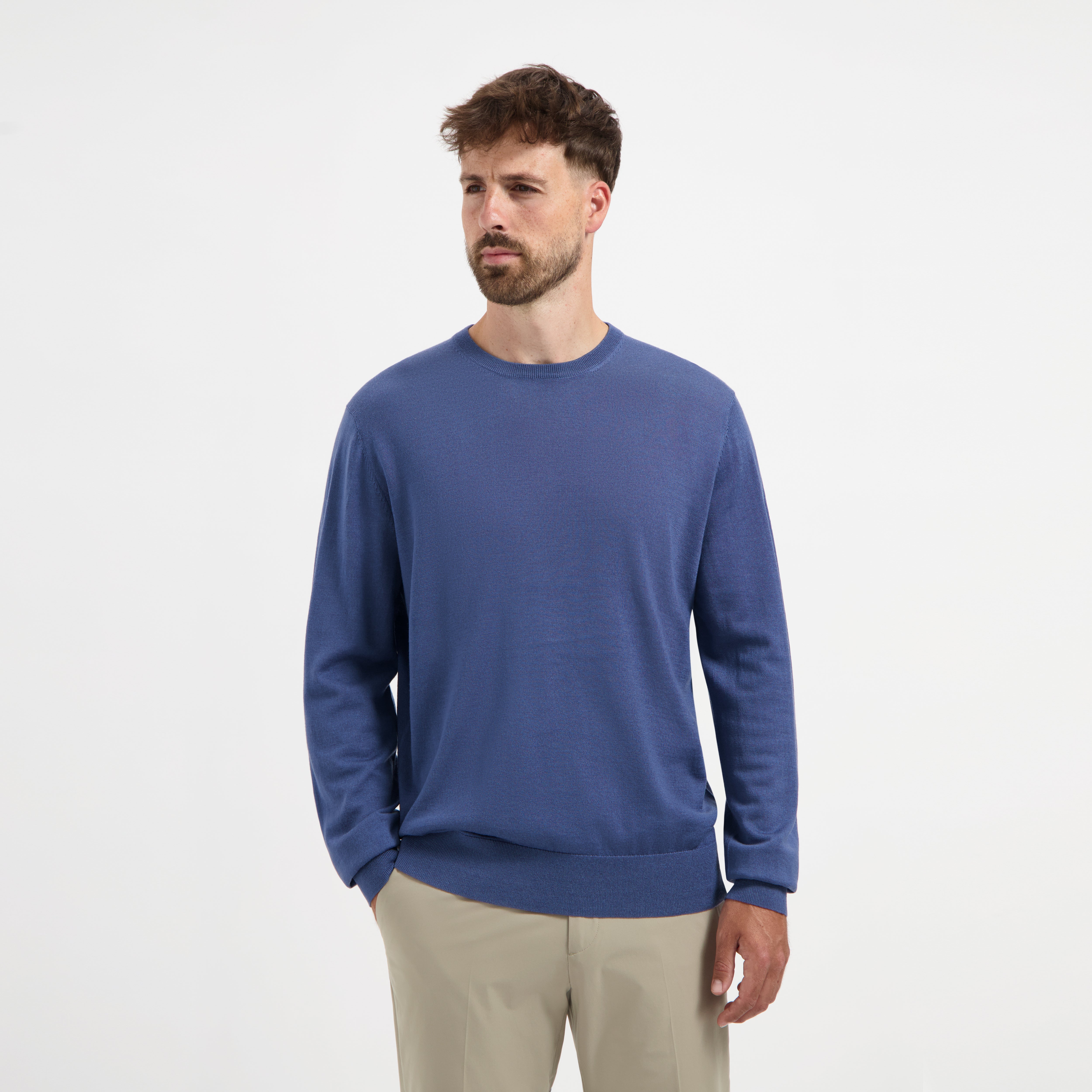 Crew Neck 100% Merino - Pacific Blue
