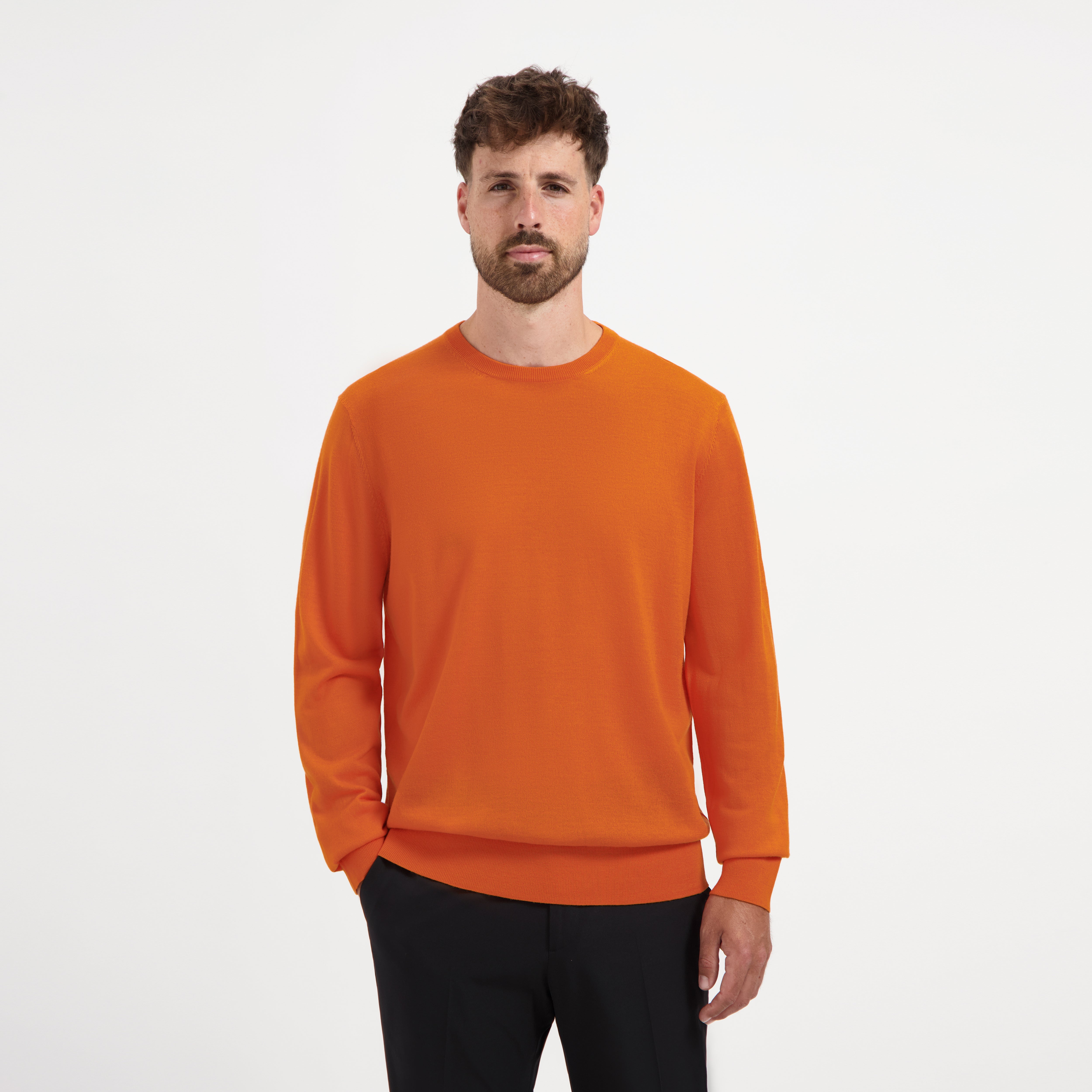 Crew Neck 100% Merino - Curcuma Orange