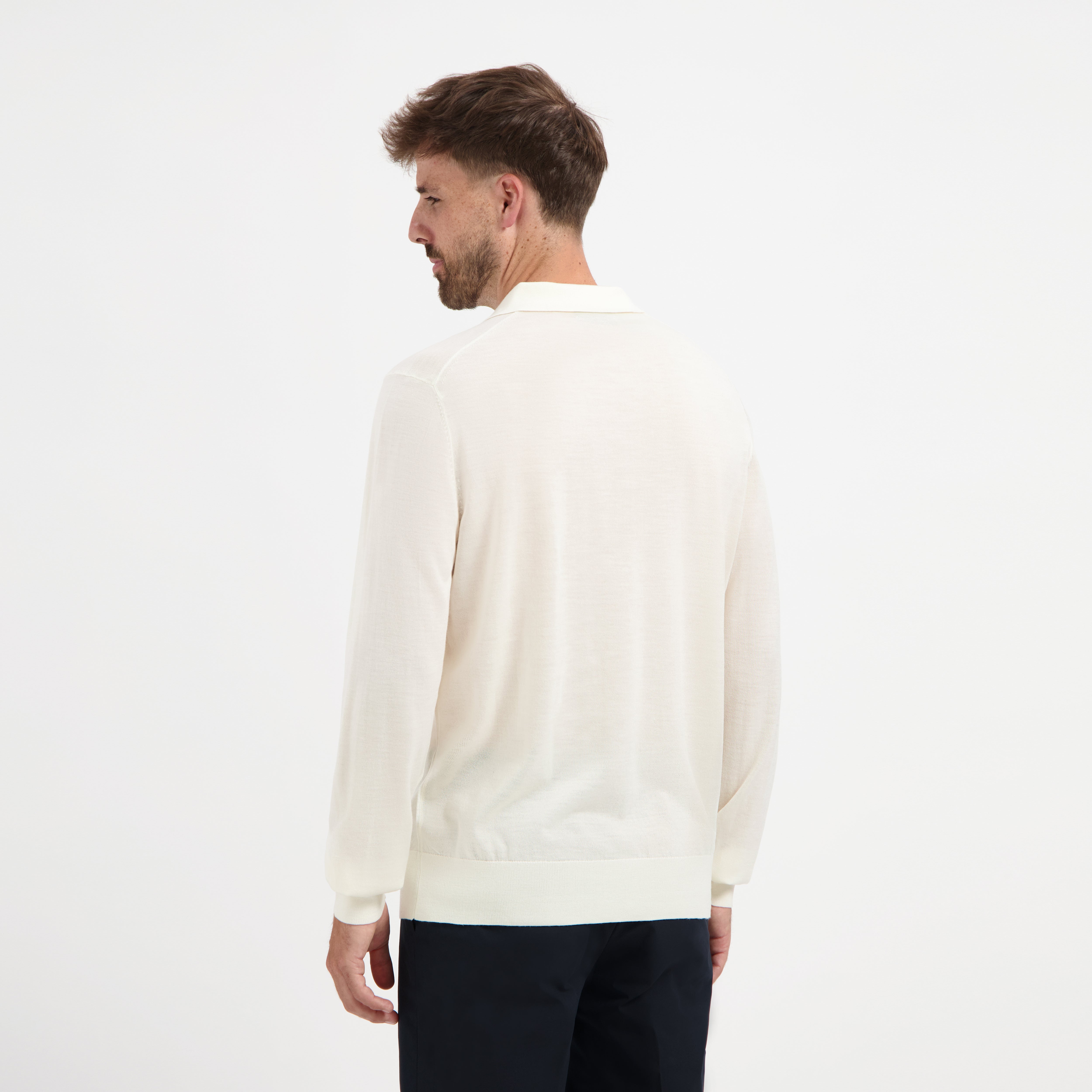 Polo Long Sleeve 100% Merino - Seachell White