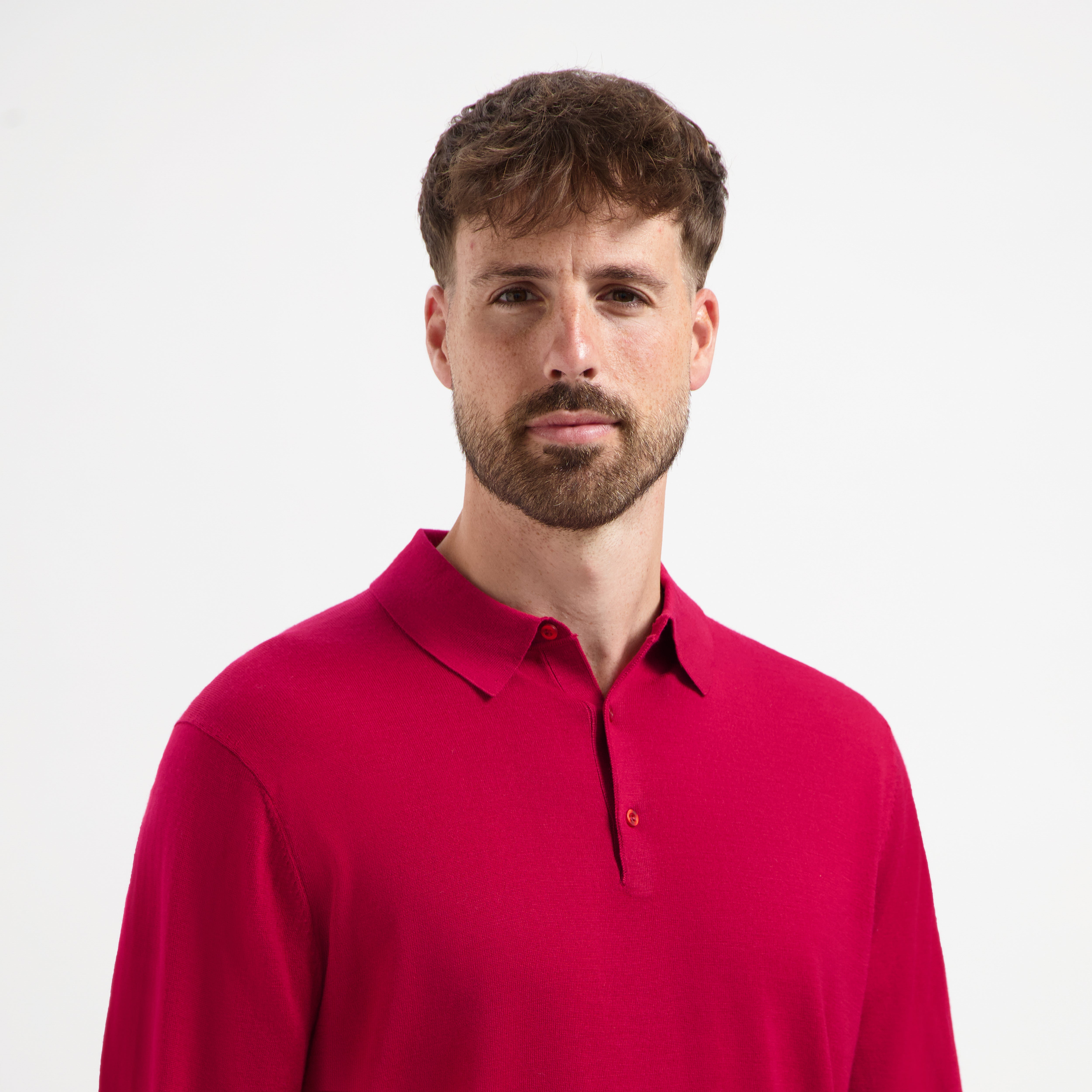 Polo Long Sleeve 100% Merino - Pepper Red