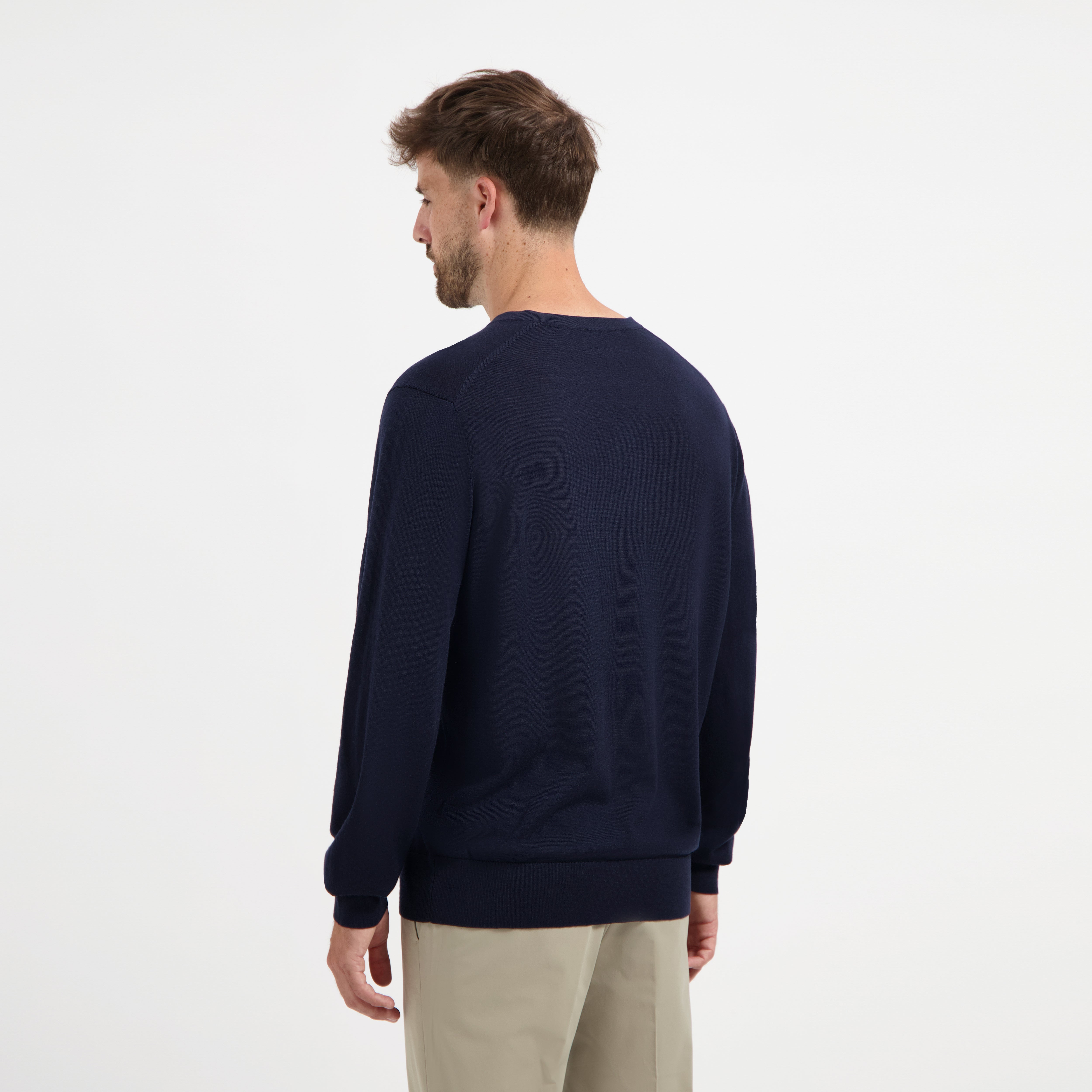 V Neck 100% Merino - Navy Blue