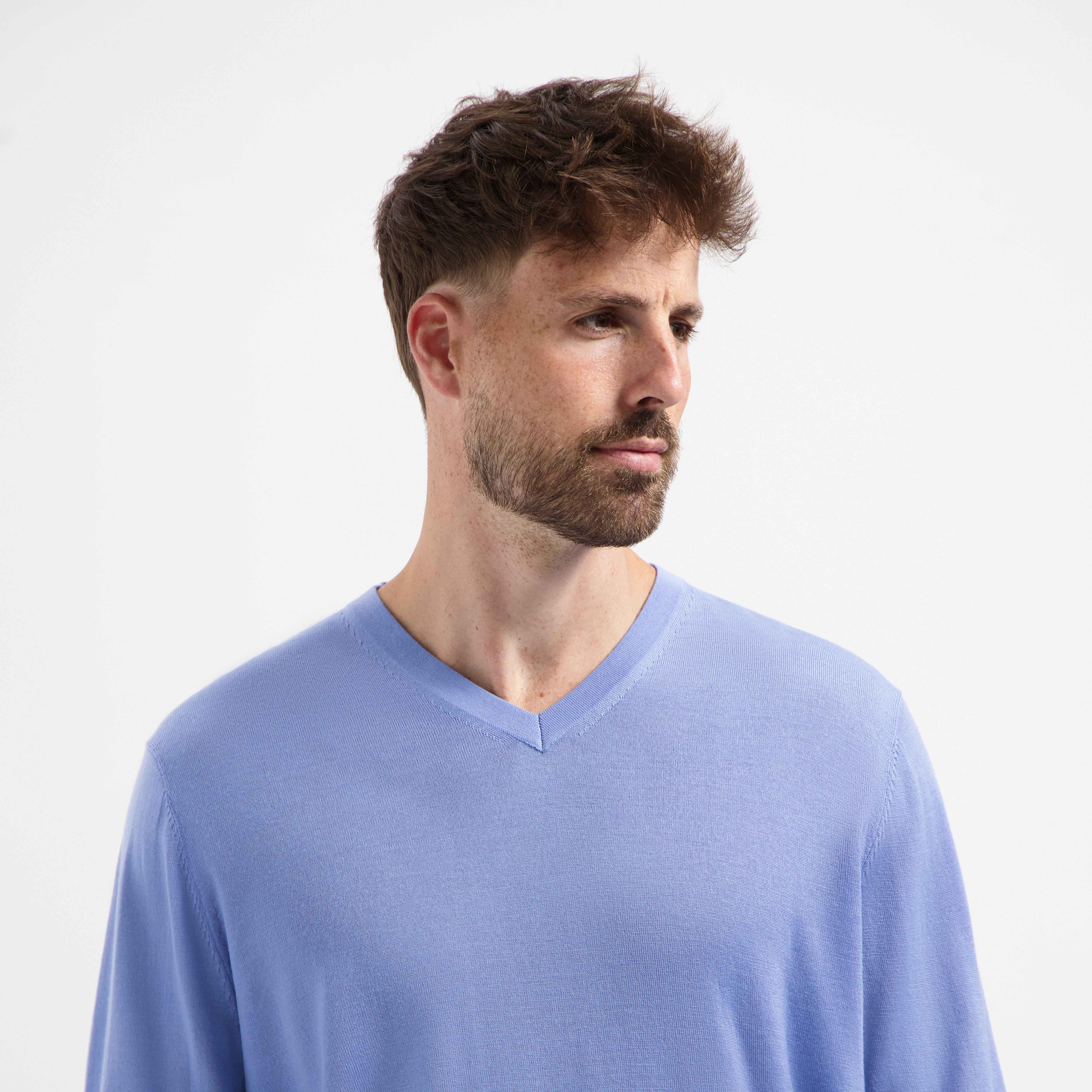V Neck 100% Merino - Amalfi Blue