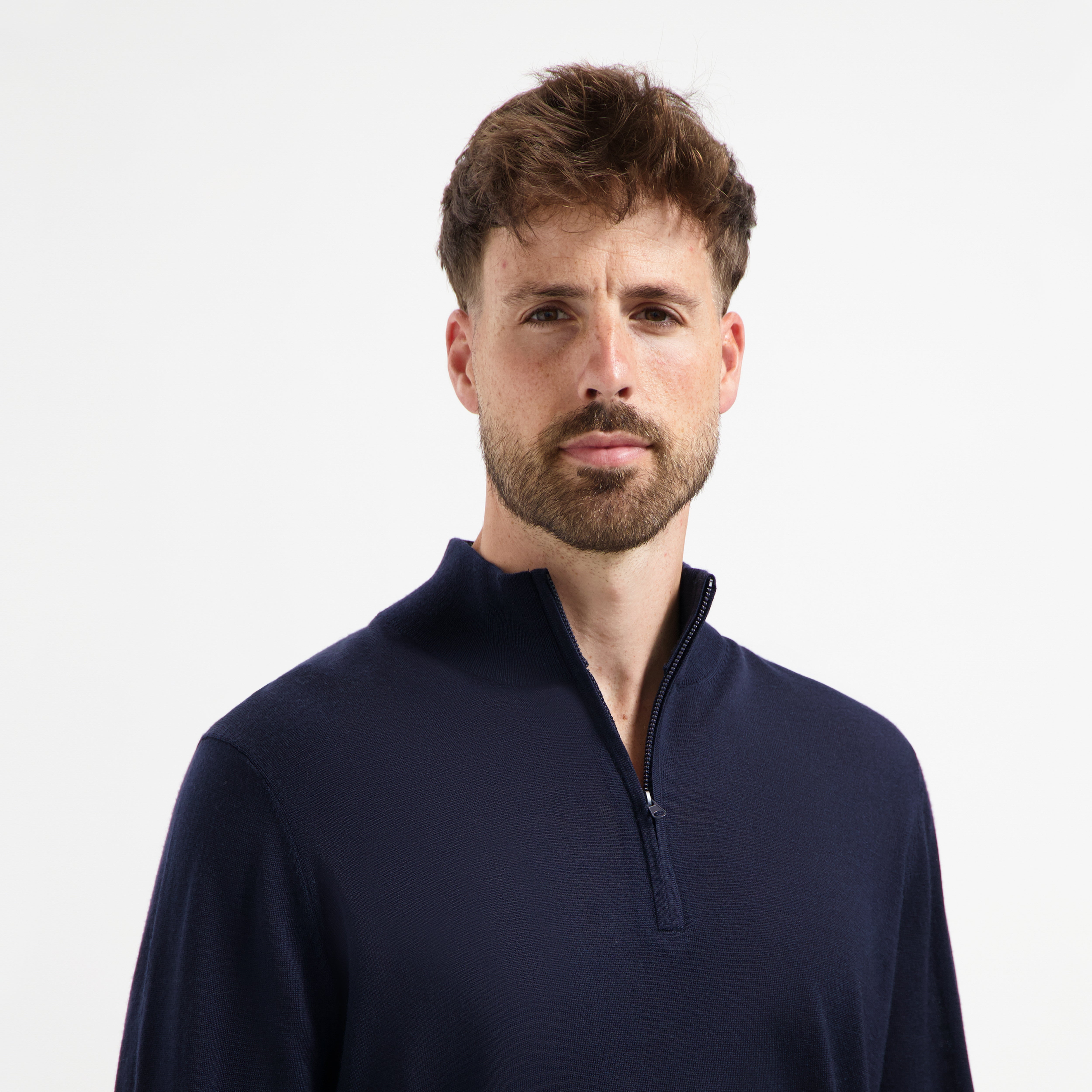 Zip Up 100% Merino- Navy Blue