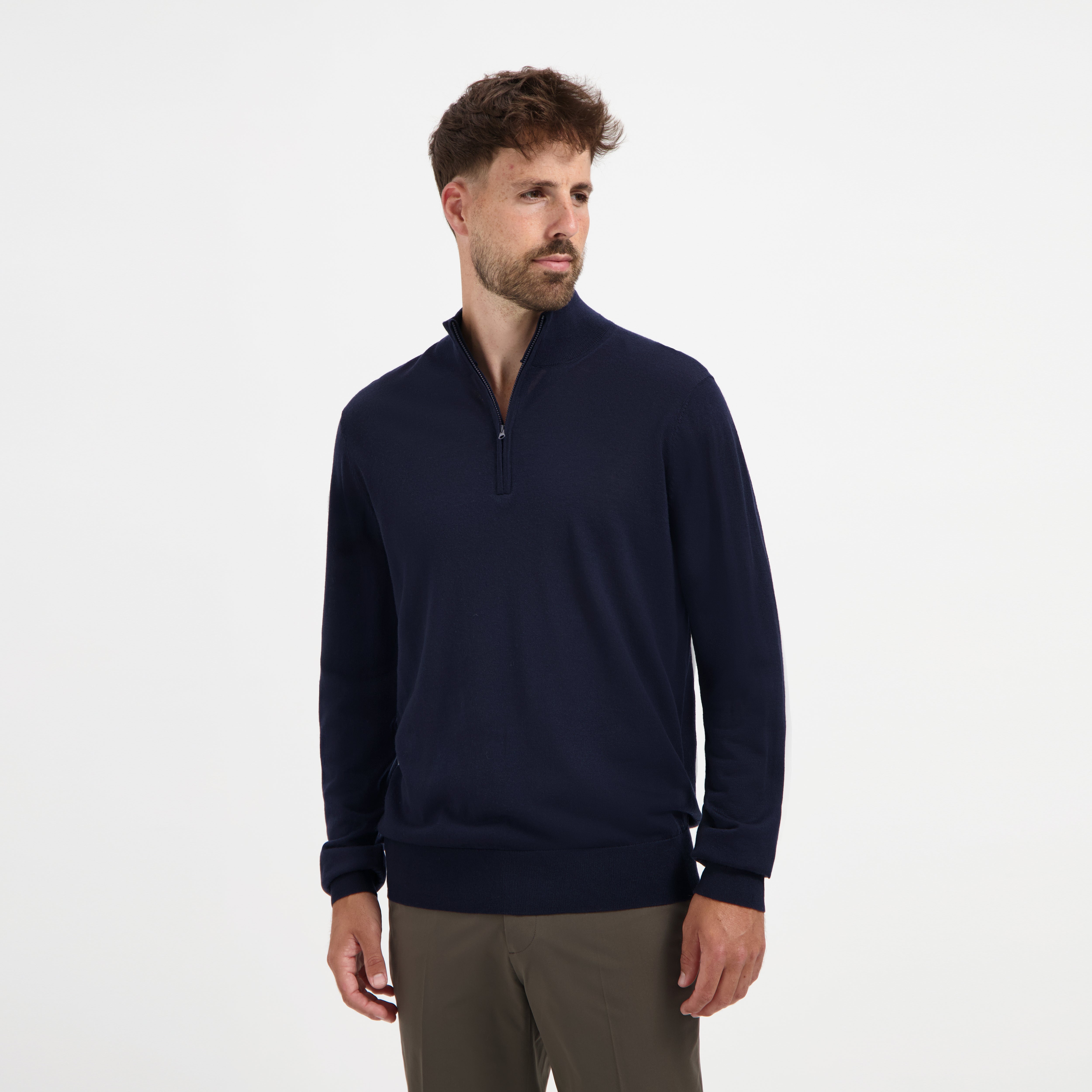 Zip Up 100% Merino- Navy Blue