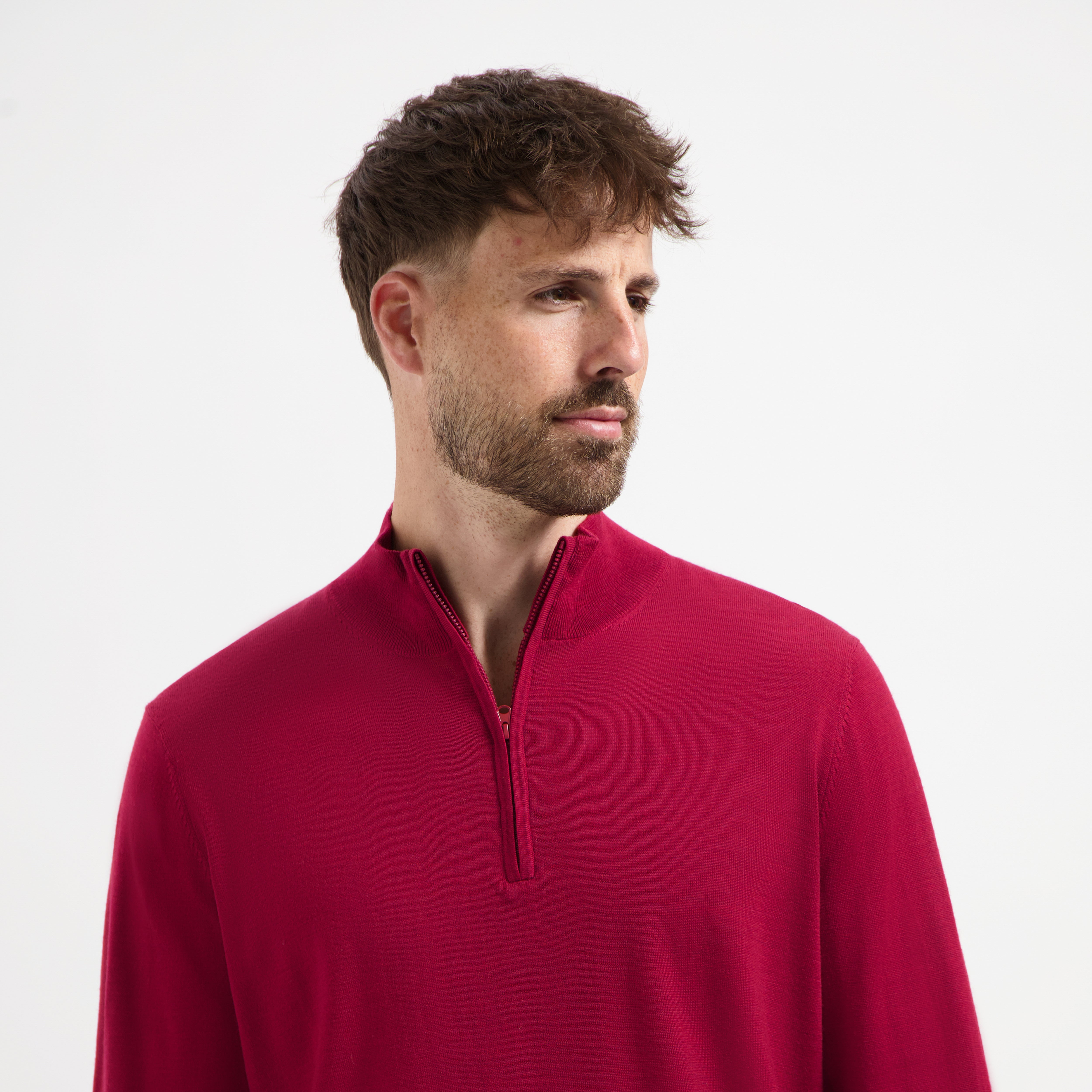 Zip Up 100% Merino - Ember Red
