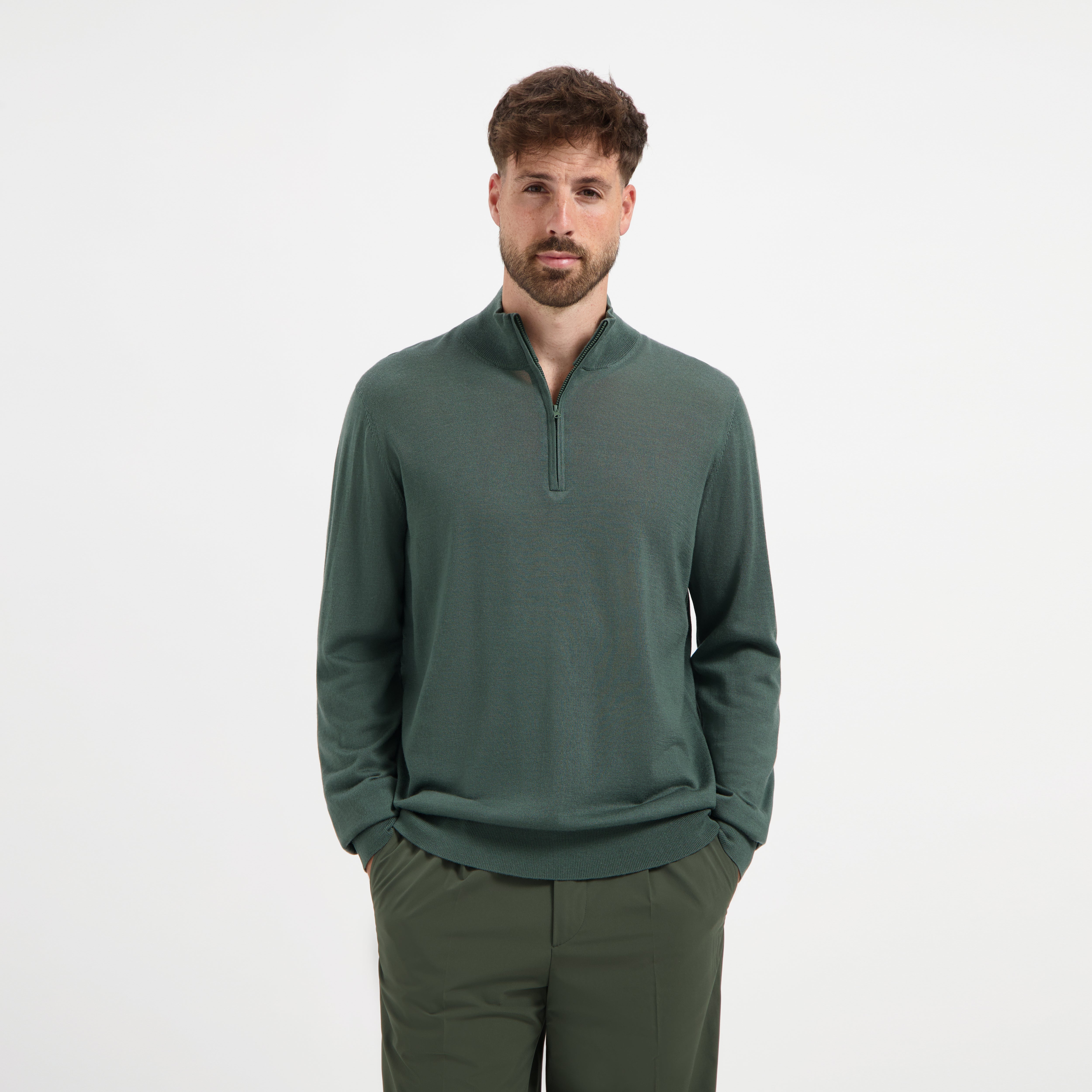 Zip Up 100% Merino - Fernstone green