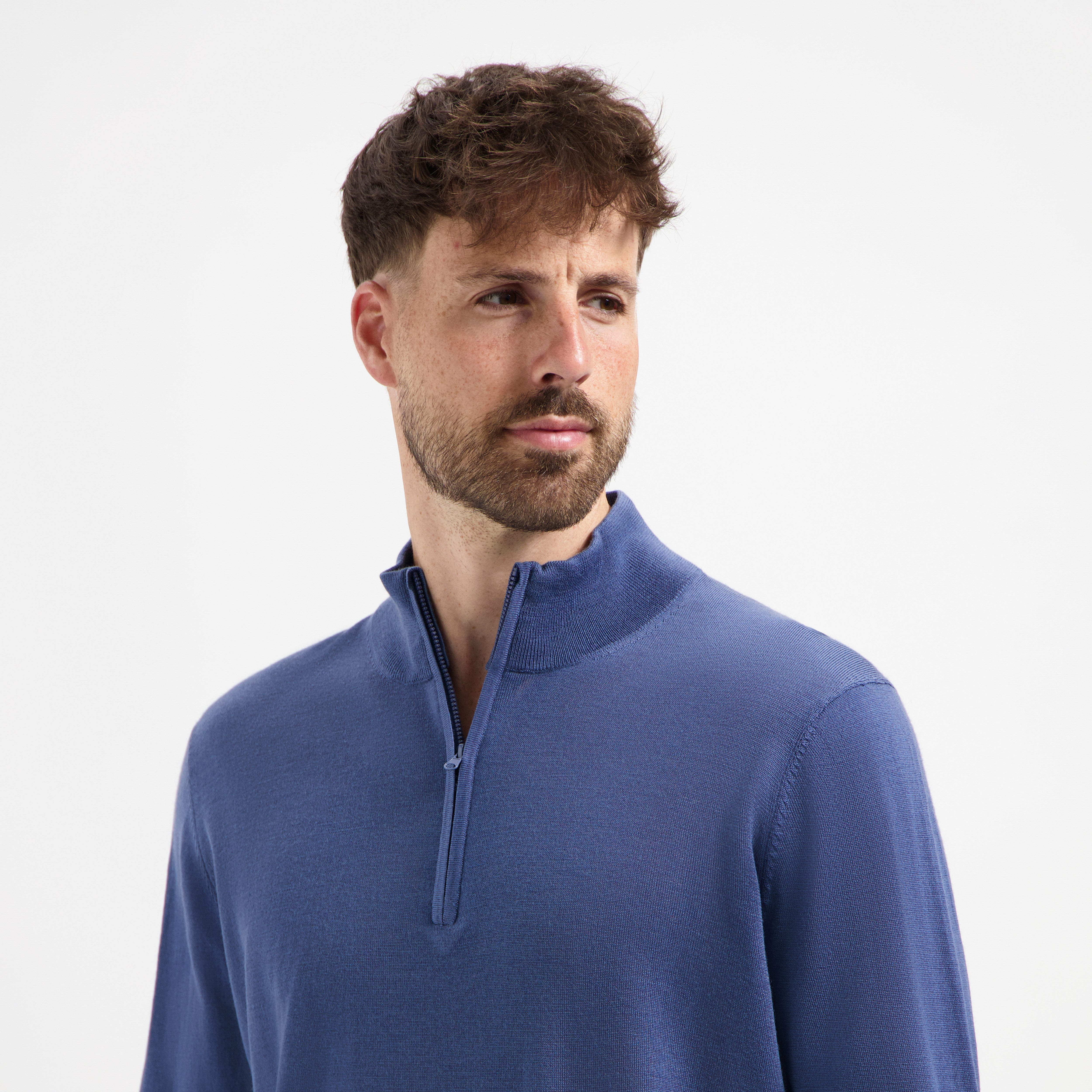 Zip Up 100% Merino - Pacific Blue