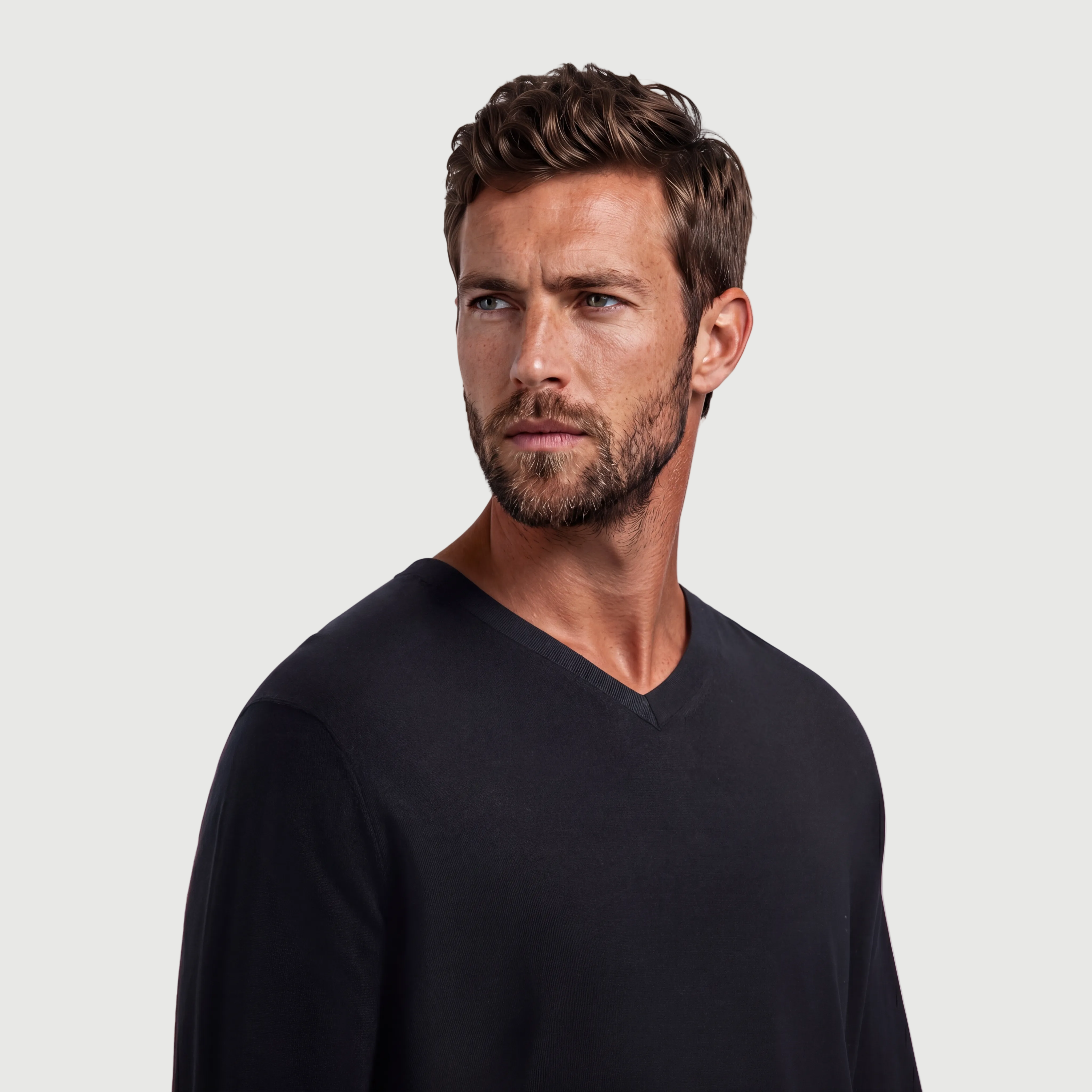V Neck Basalt Black
