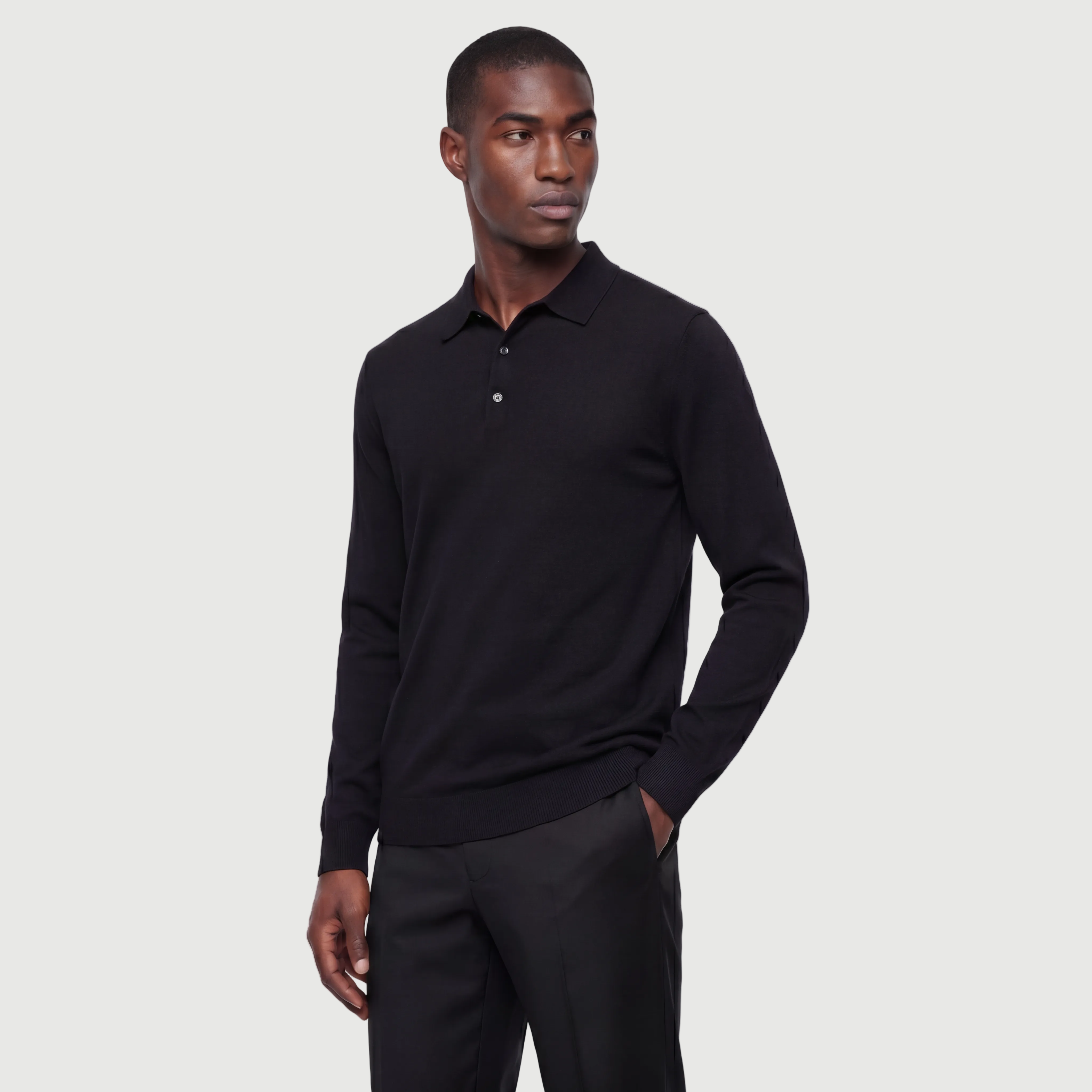 Polo Long Sleeve Basalt Black