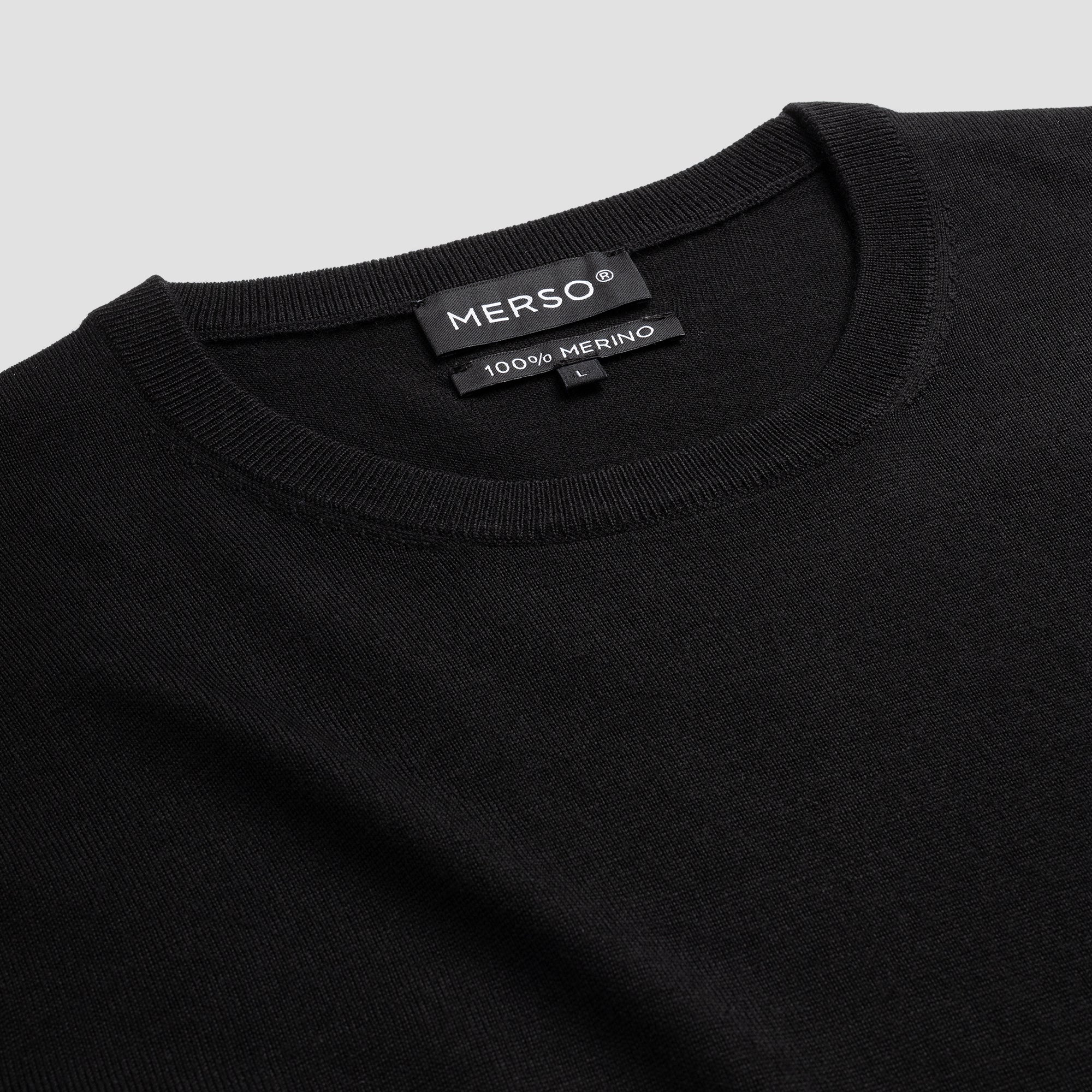 Crew Neck 100% Merino - Basalt Black