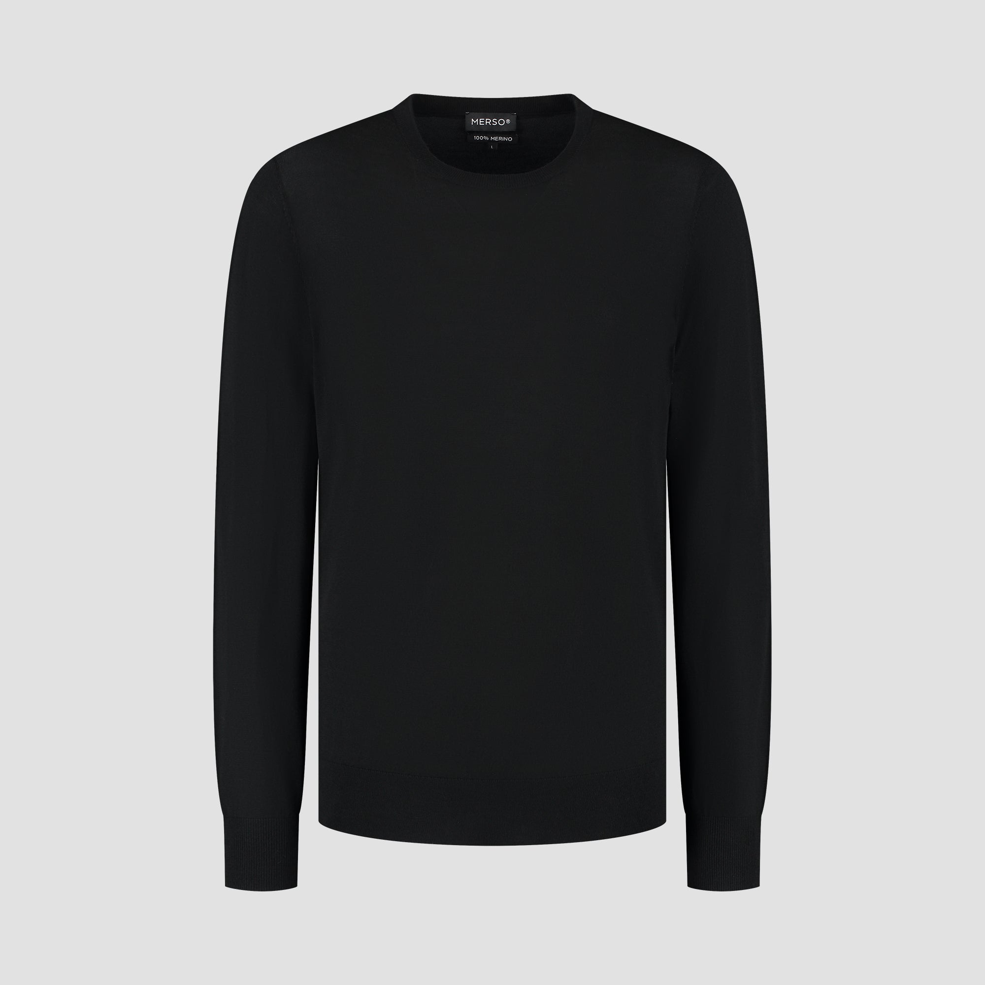 Crew Neck 100% Merino - Basalt Black