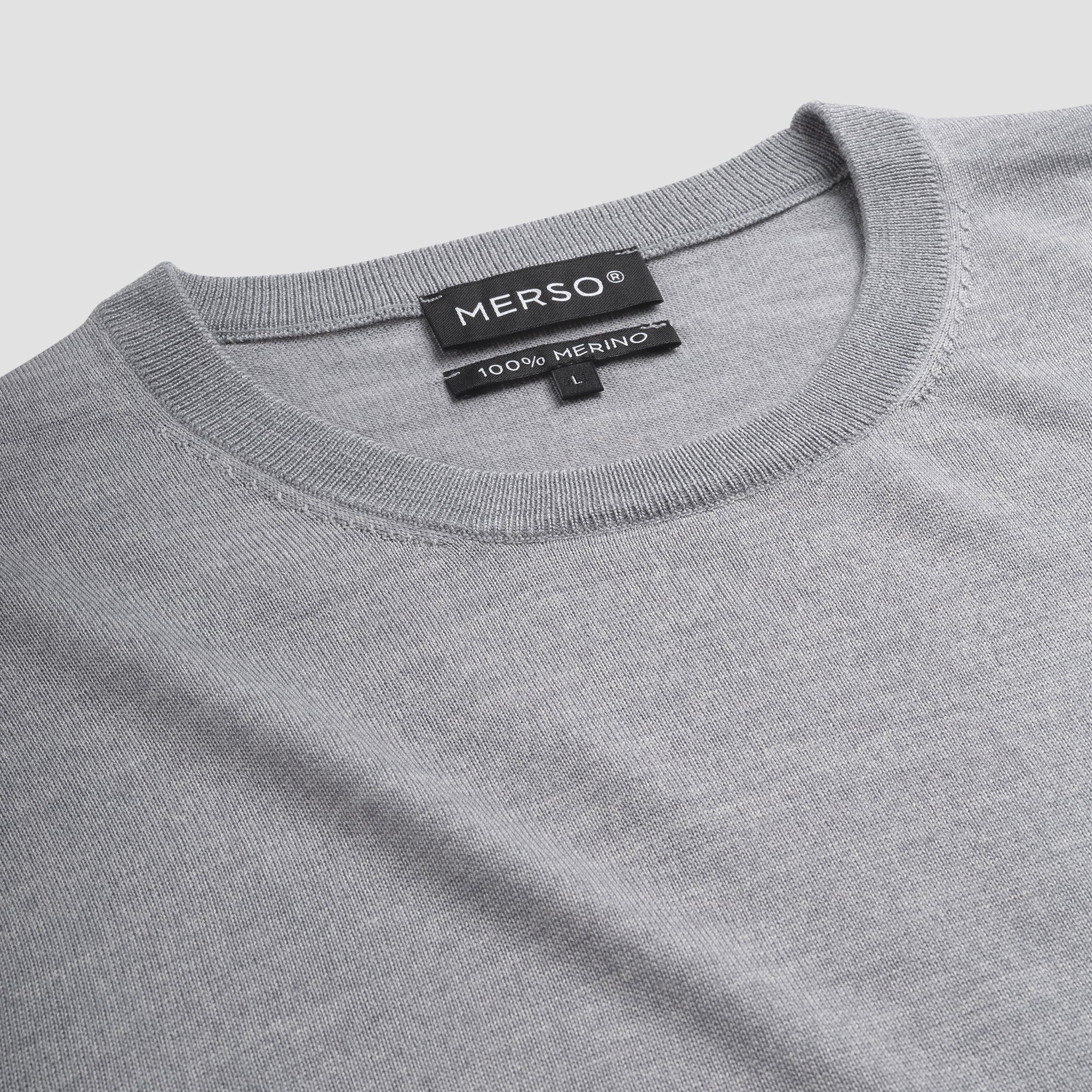 Crew Neck 100% Merino - Moonstone Grey