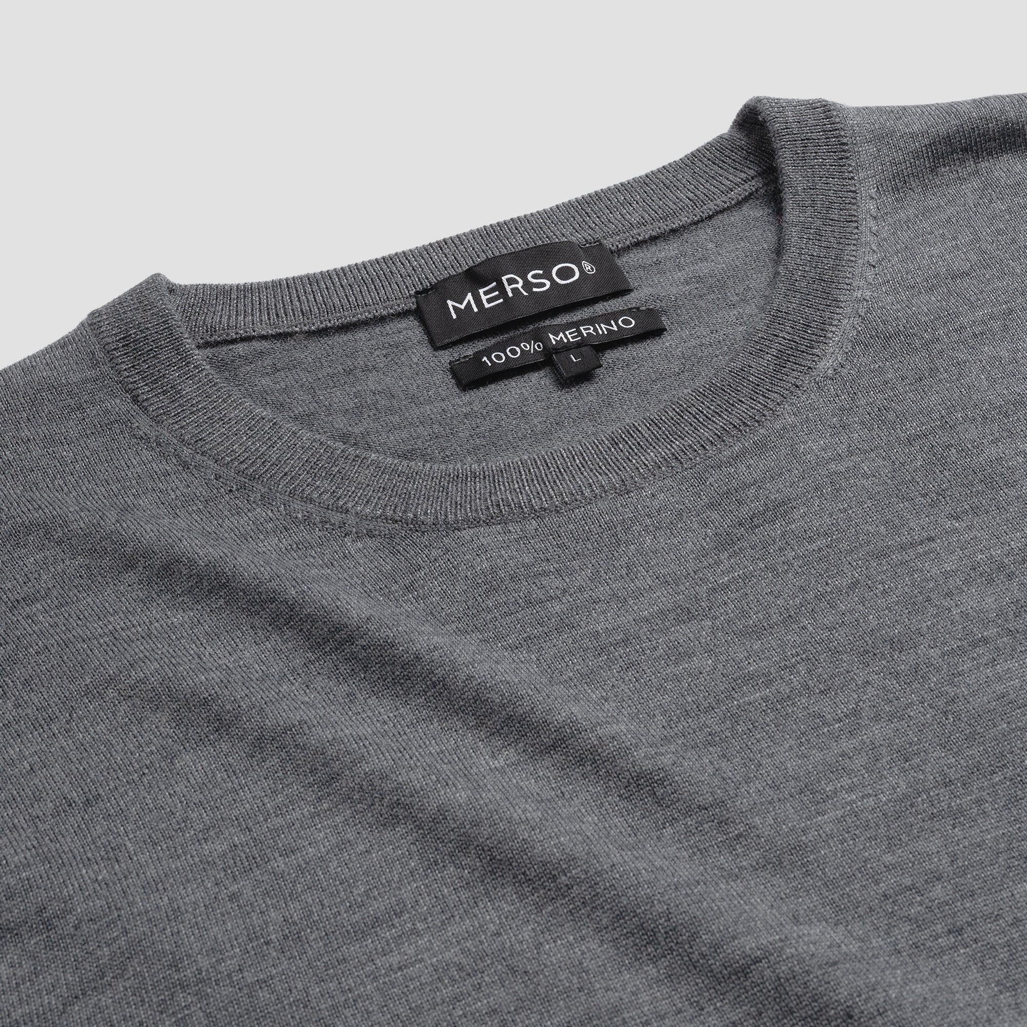 Crew Neck 100% Merino - Storm Grey