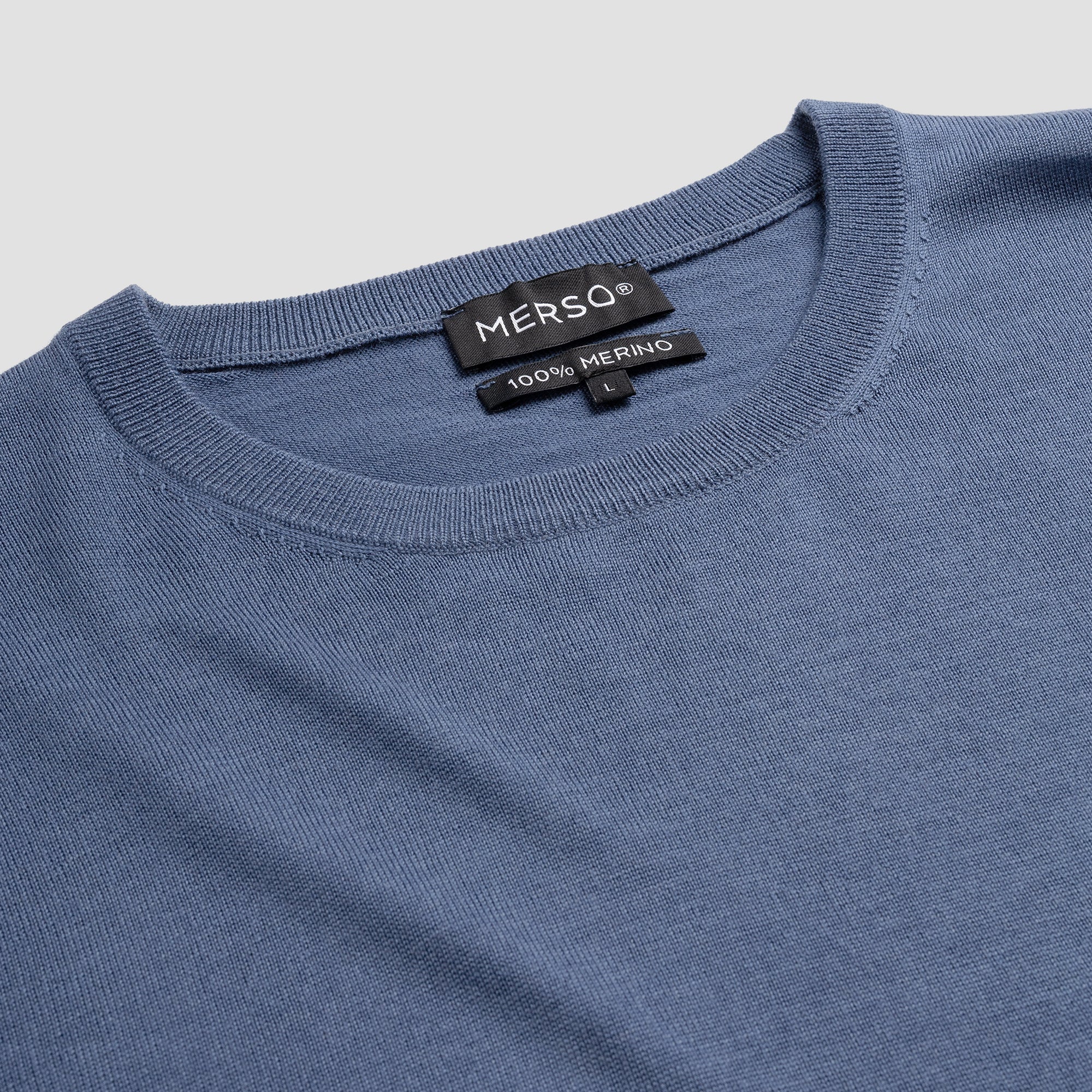 Crew Neck 100% Merino - Pacific Blue