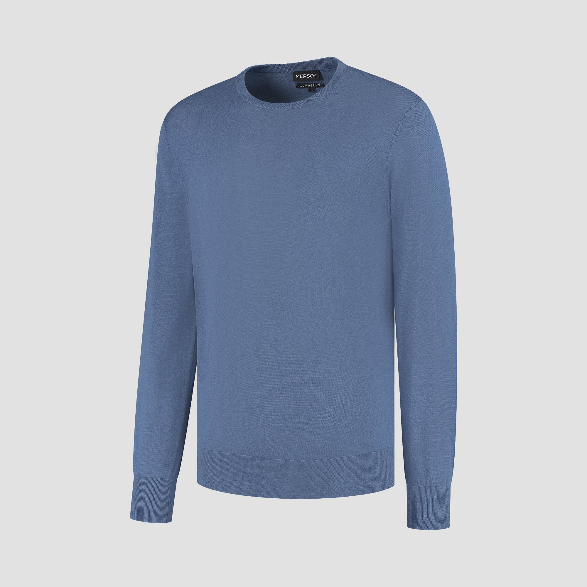 Crew Neck 100% Merino - Pacific Blue