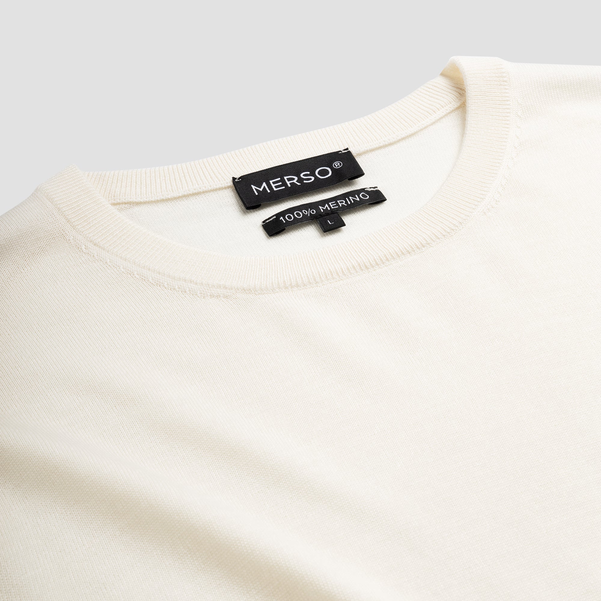 Crew Neck 100% Merino - Seachell White