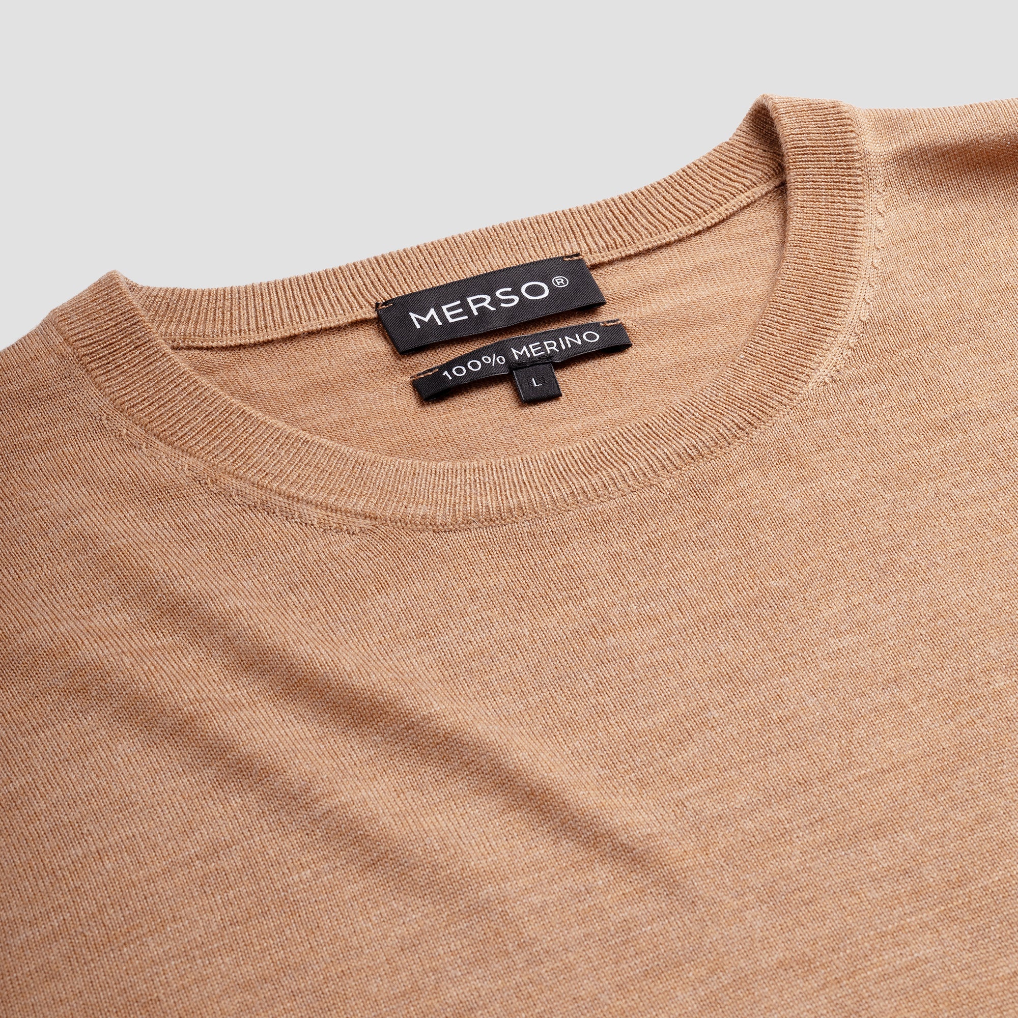 Crew Neck 100% Merino - Tuscan Camel