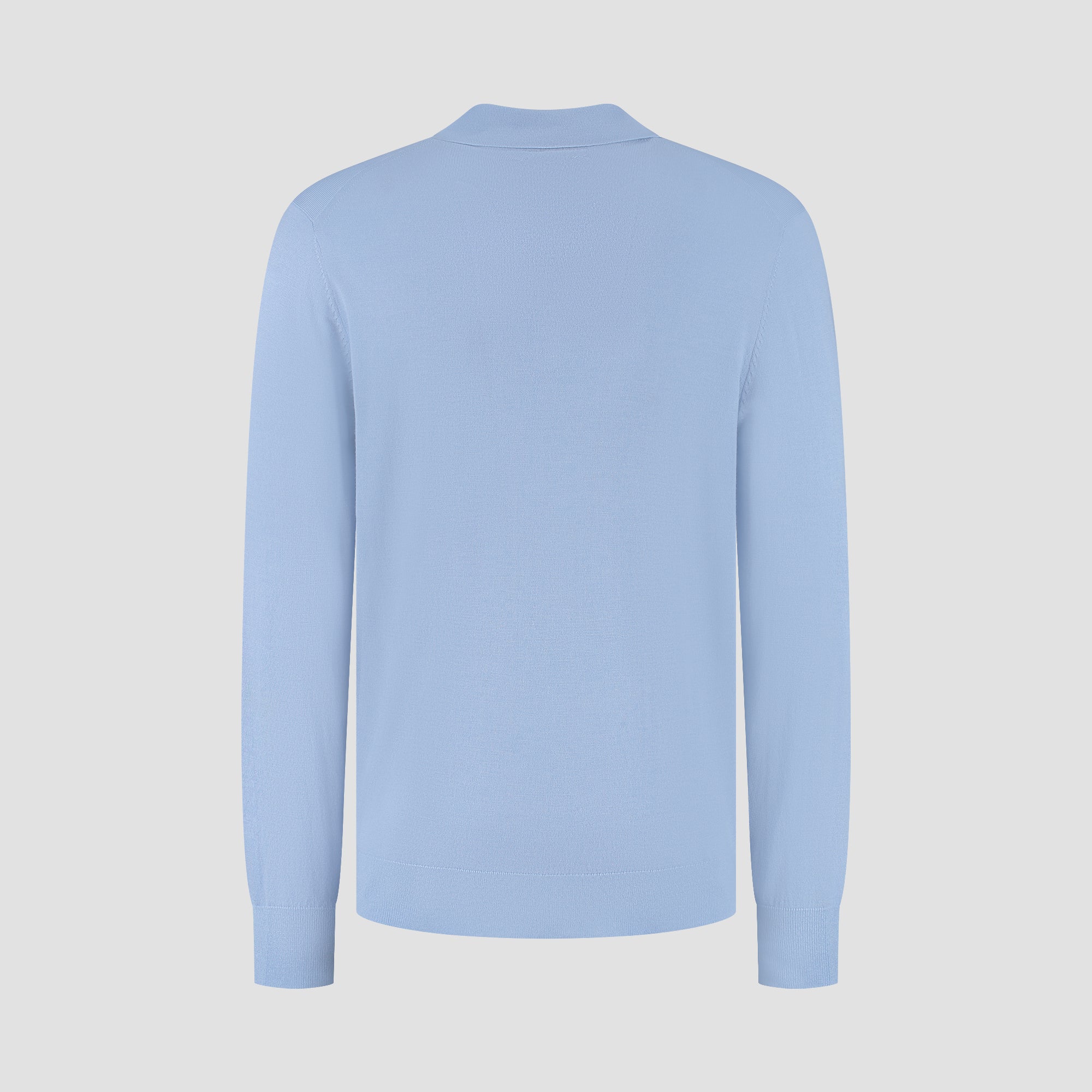 Polo Long Sleeve 100% Merino - Alpine Blue
