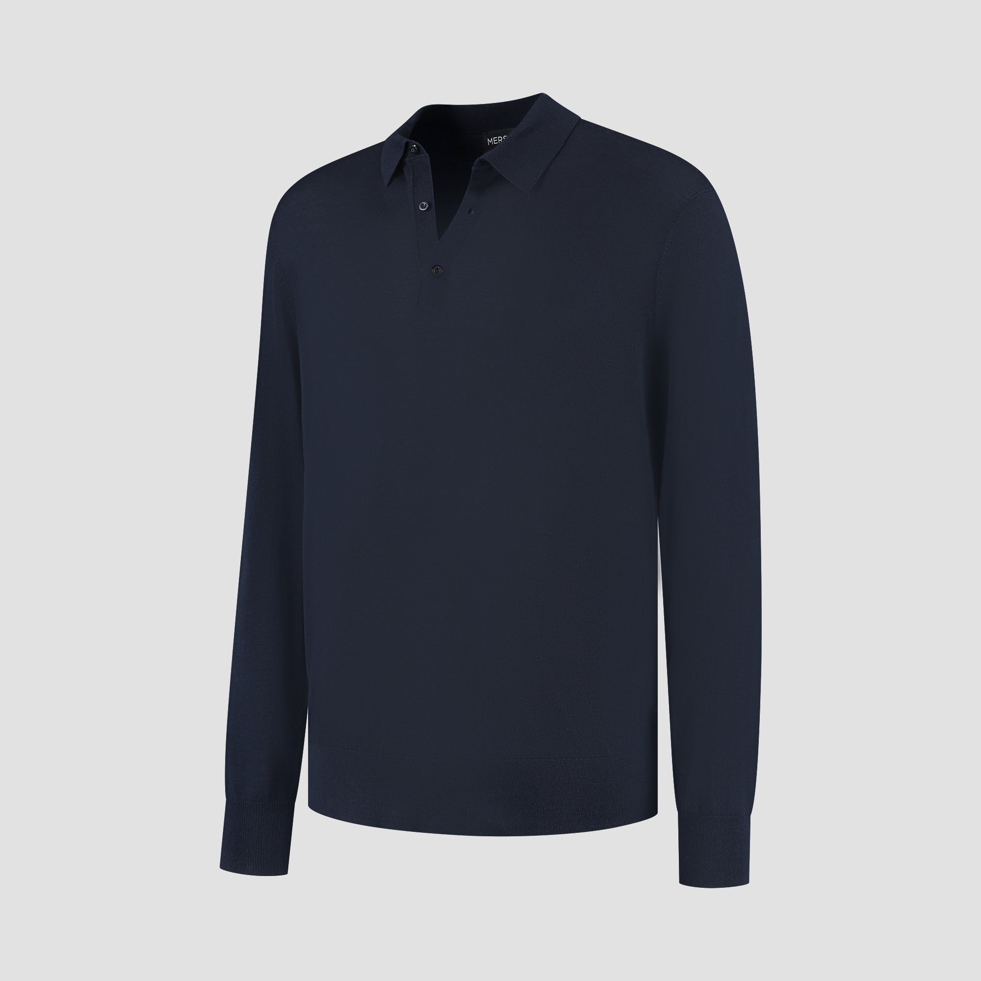 Polo Long Sleeve 100% Merino - Navy Blue
