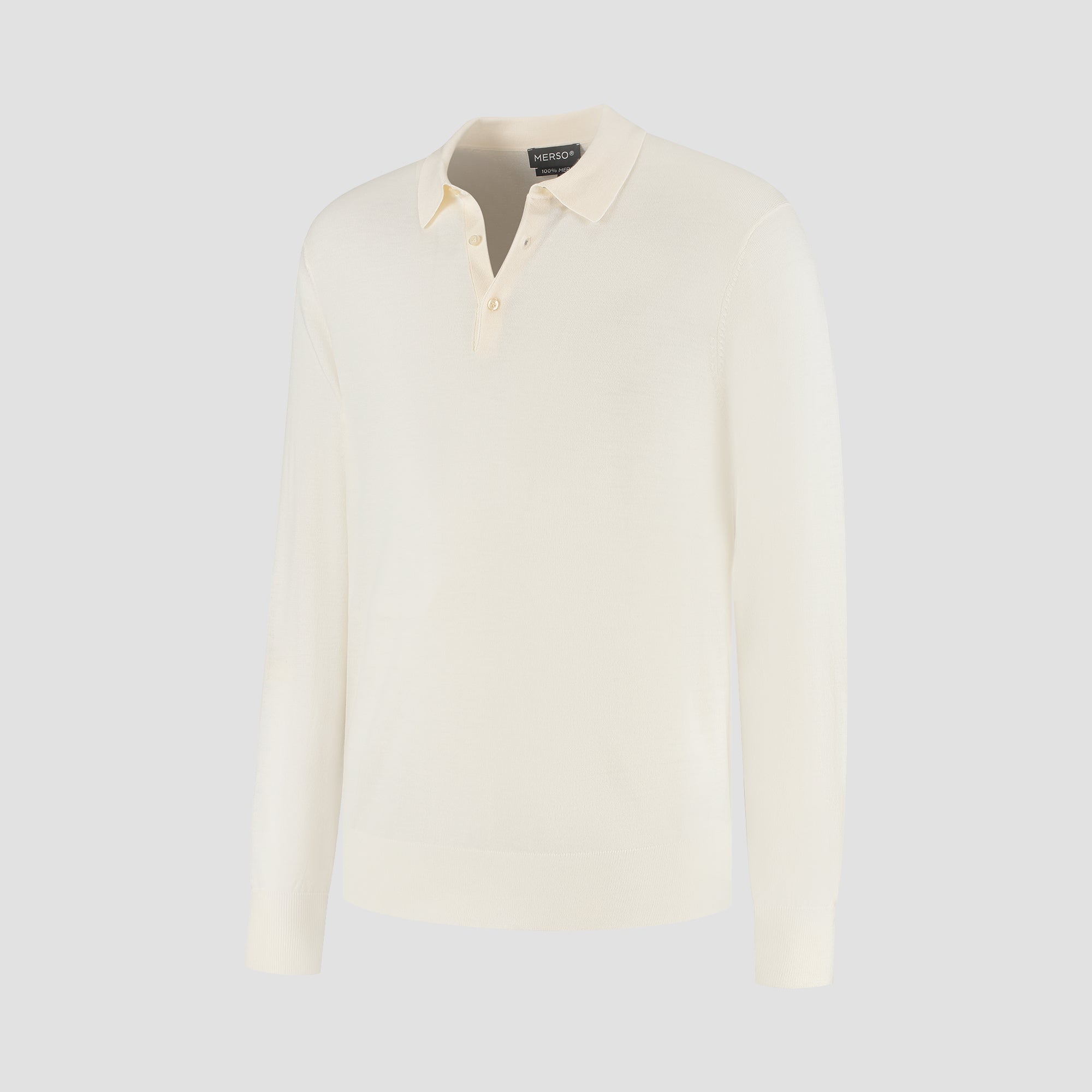 Polo Long Sleeve 100% Merino - Seachell White