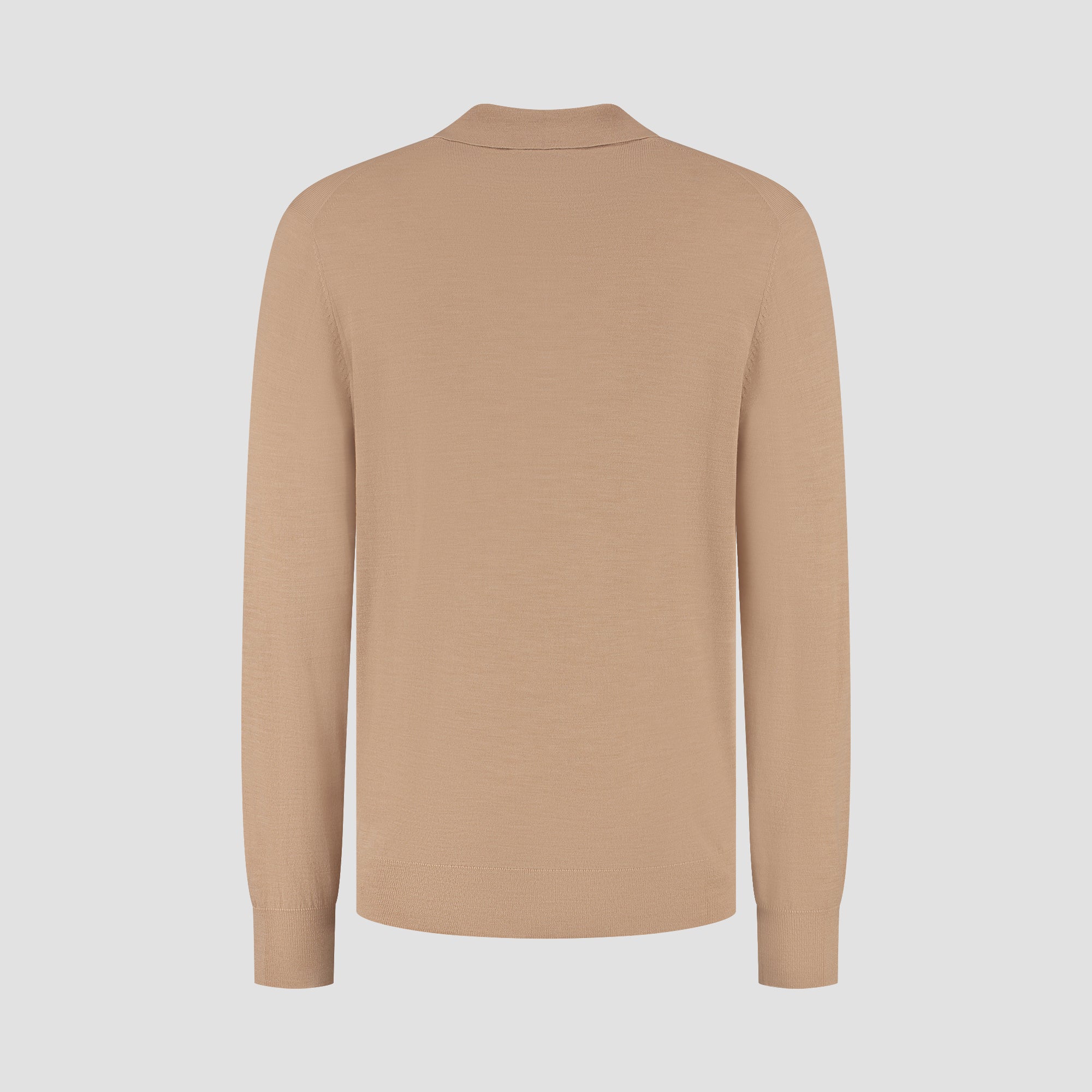 Polo Long Sleeve 100% Merino - Sahara Sand