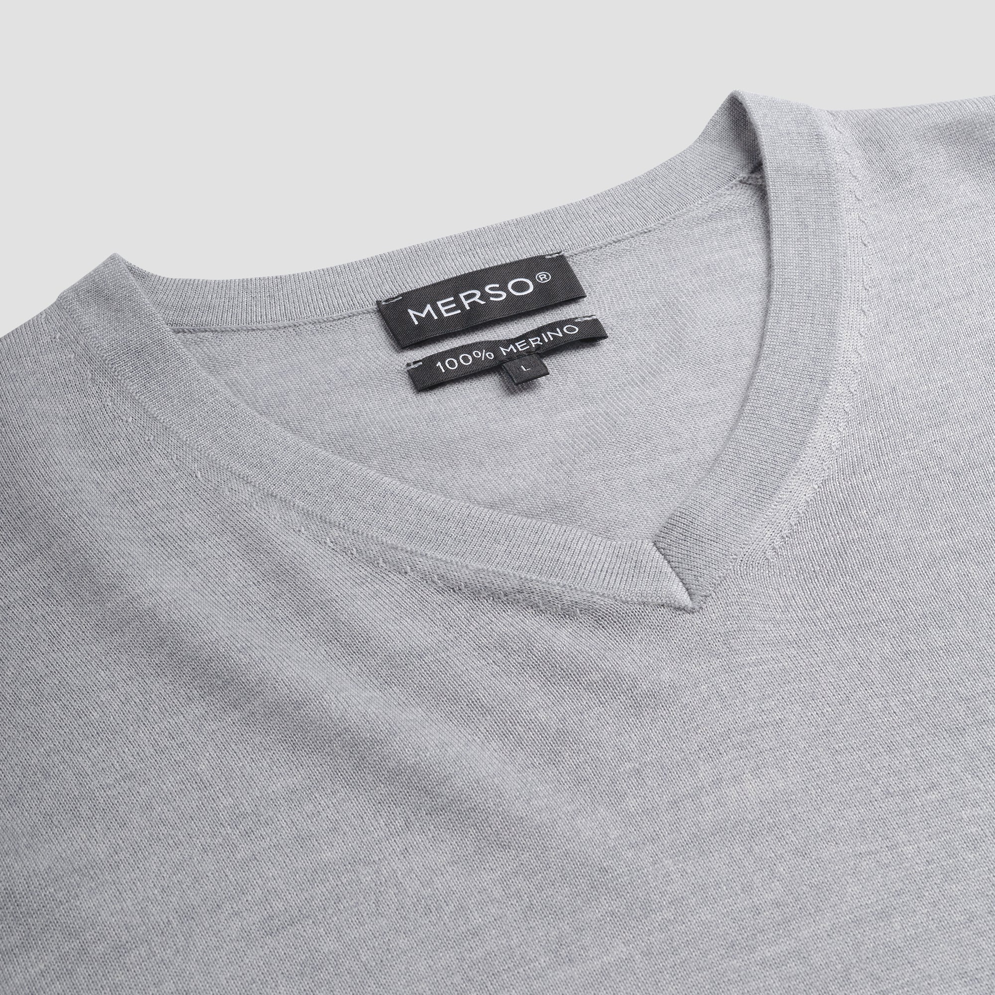 V Neck 100% Merino - Moonstone Grey