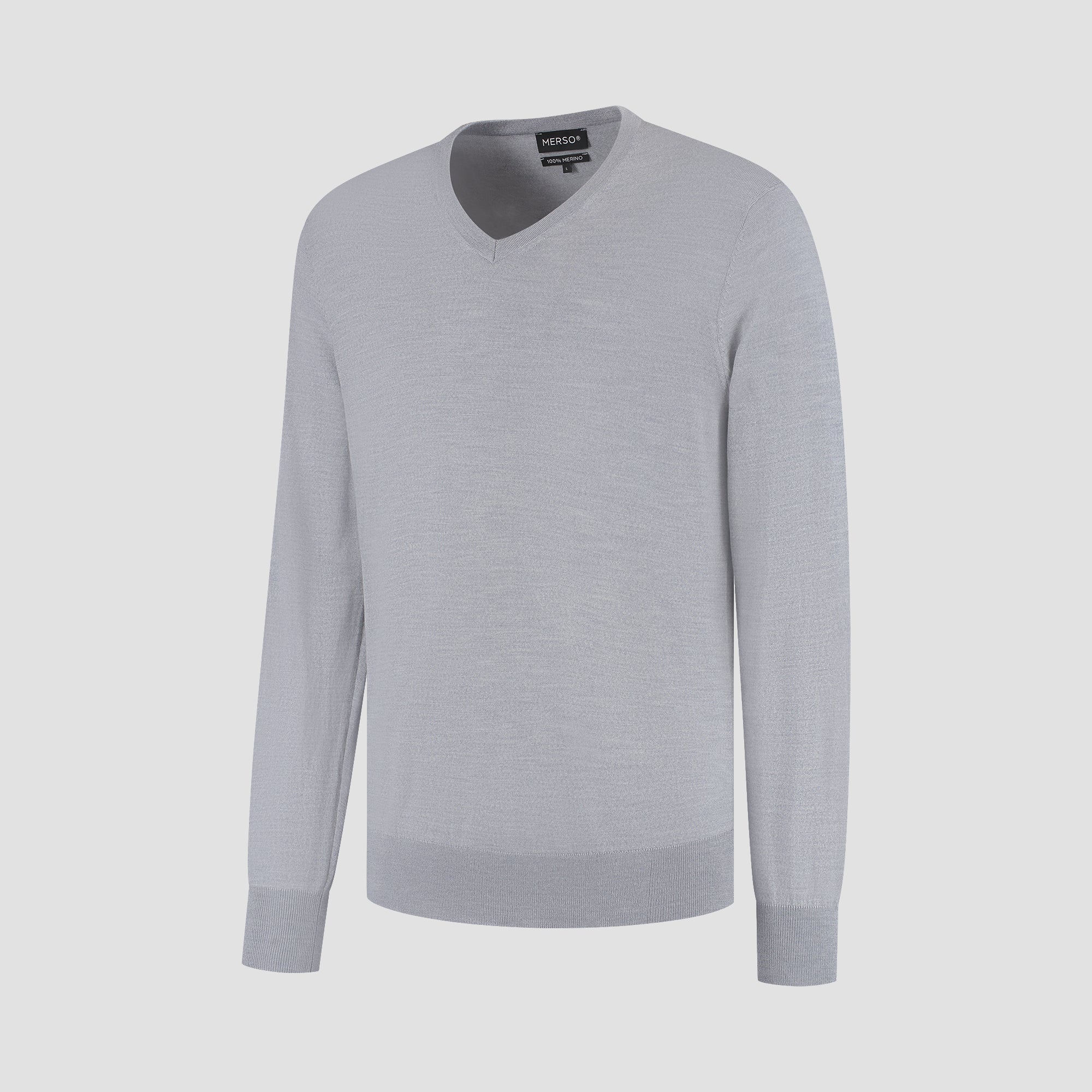 V Neck 100% Merino - Moonstone Grey