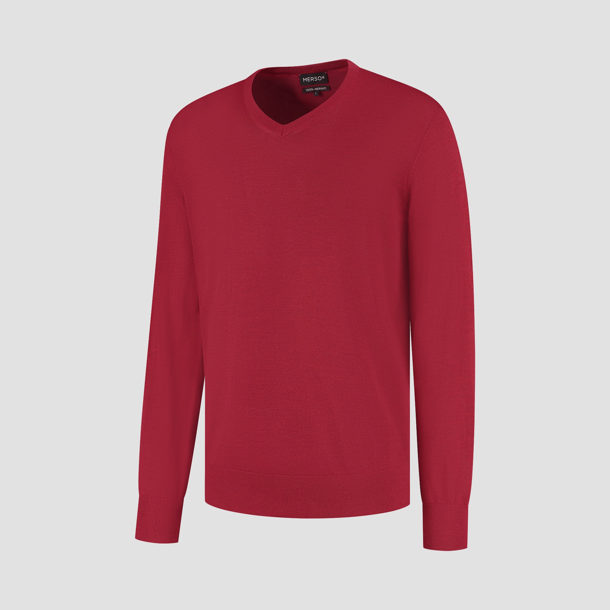 V Neck 100% Merino - Ember Red