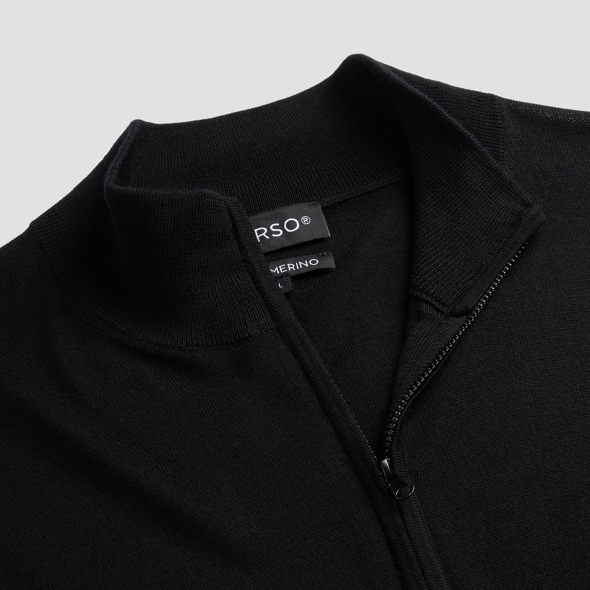 Zip Neck 100% Merino - Basalt Black