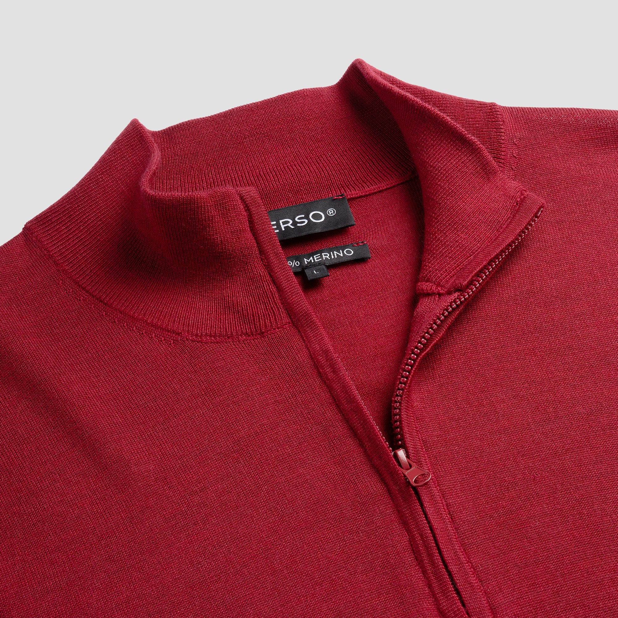 Zip Up 100% Merino - Ember Red
