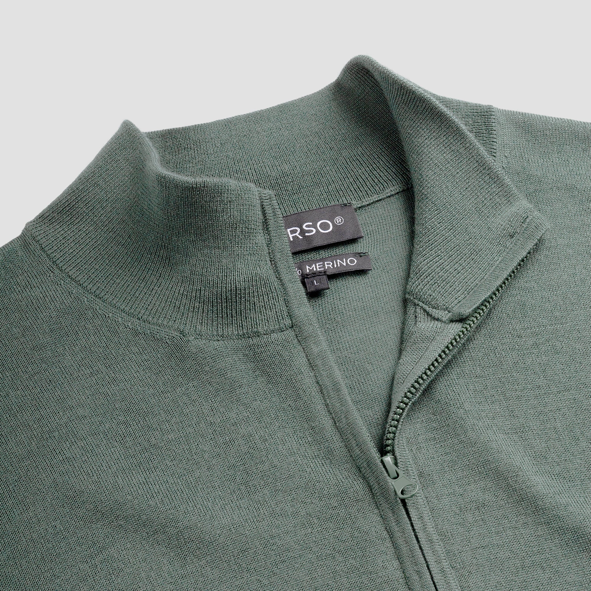 Zip Up 100% Merino - Fernstone green