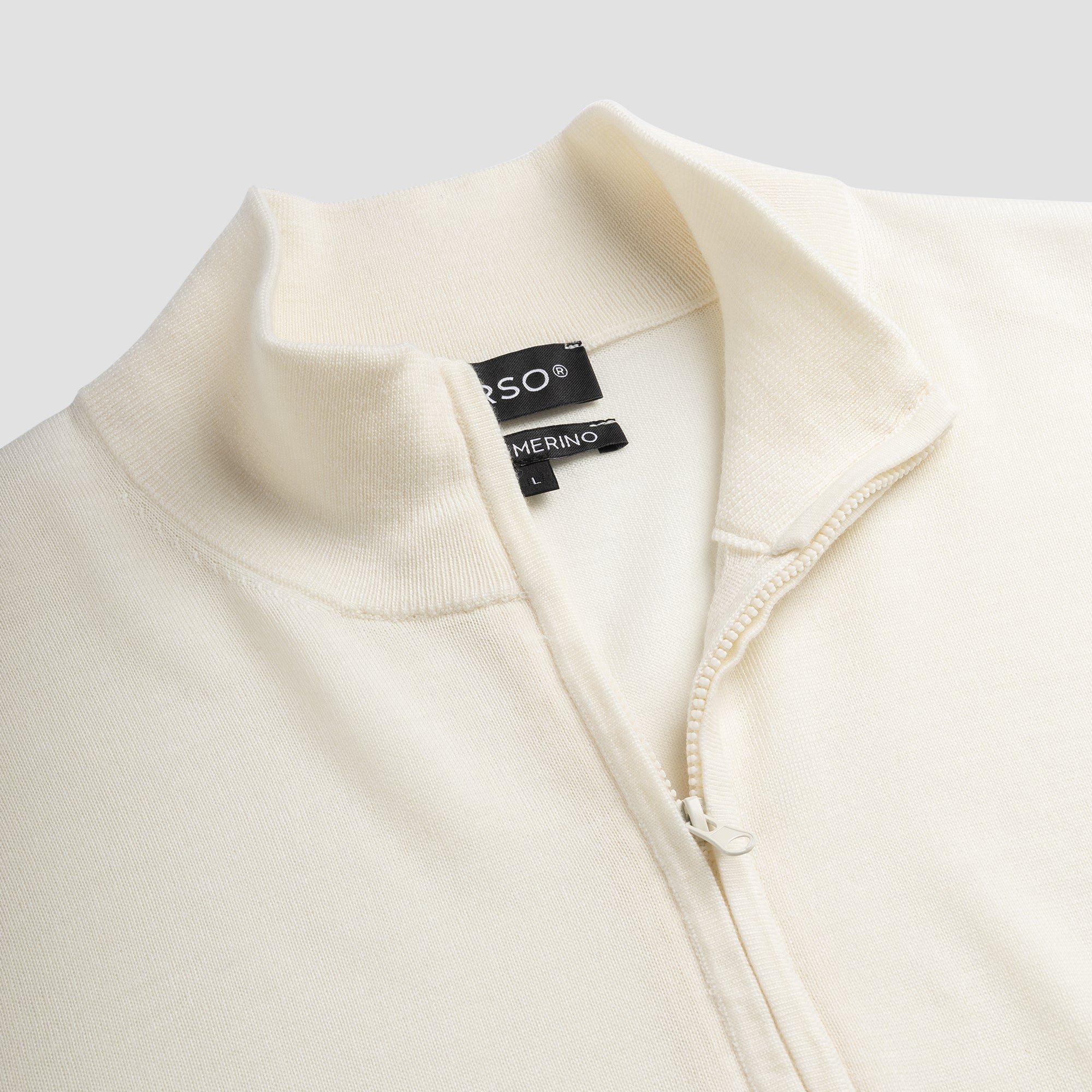 Zip Up 100% Merino - Seachell White