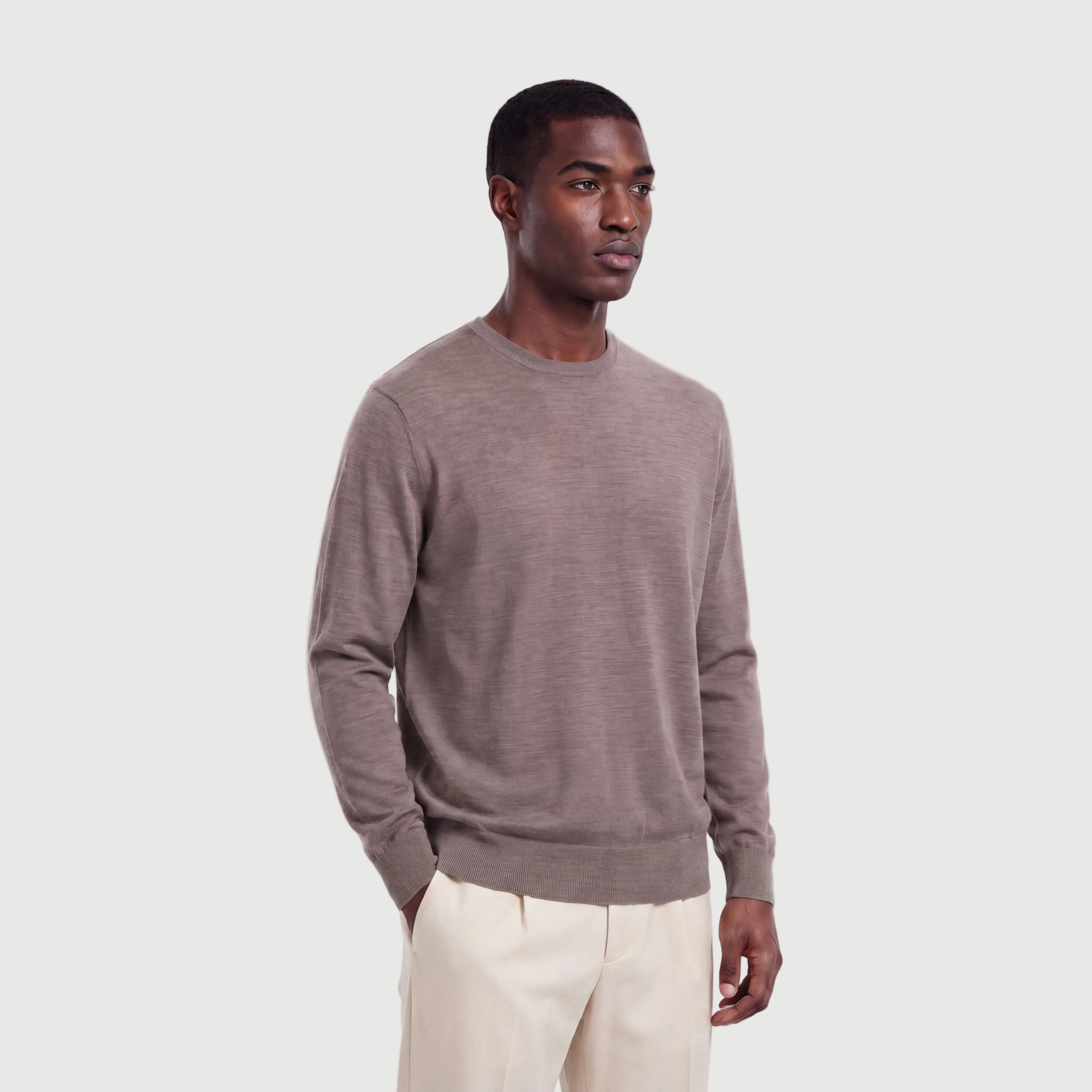 Crew Neck Oak Brown