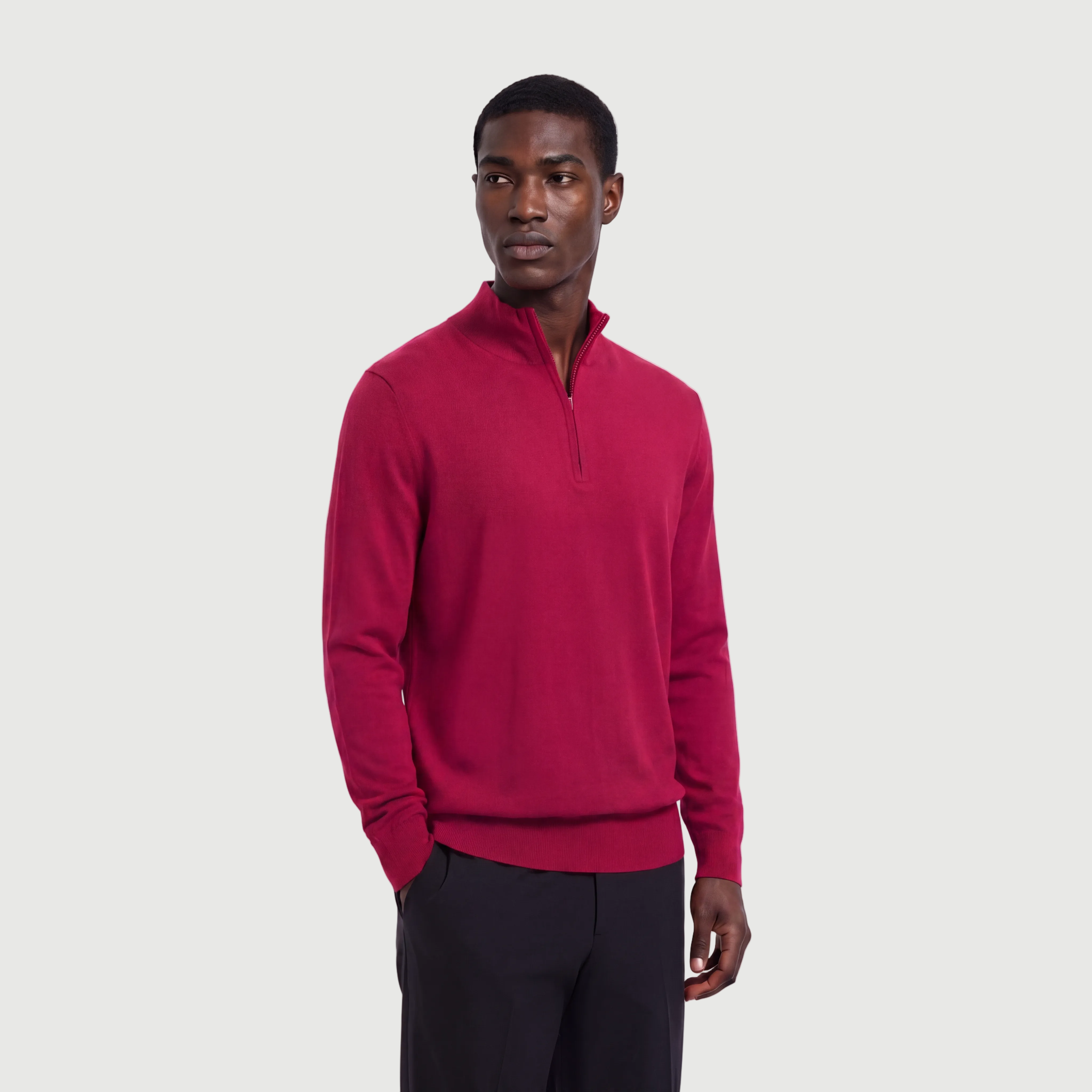 Zip Up Merino Ember Red