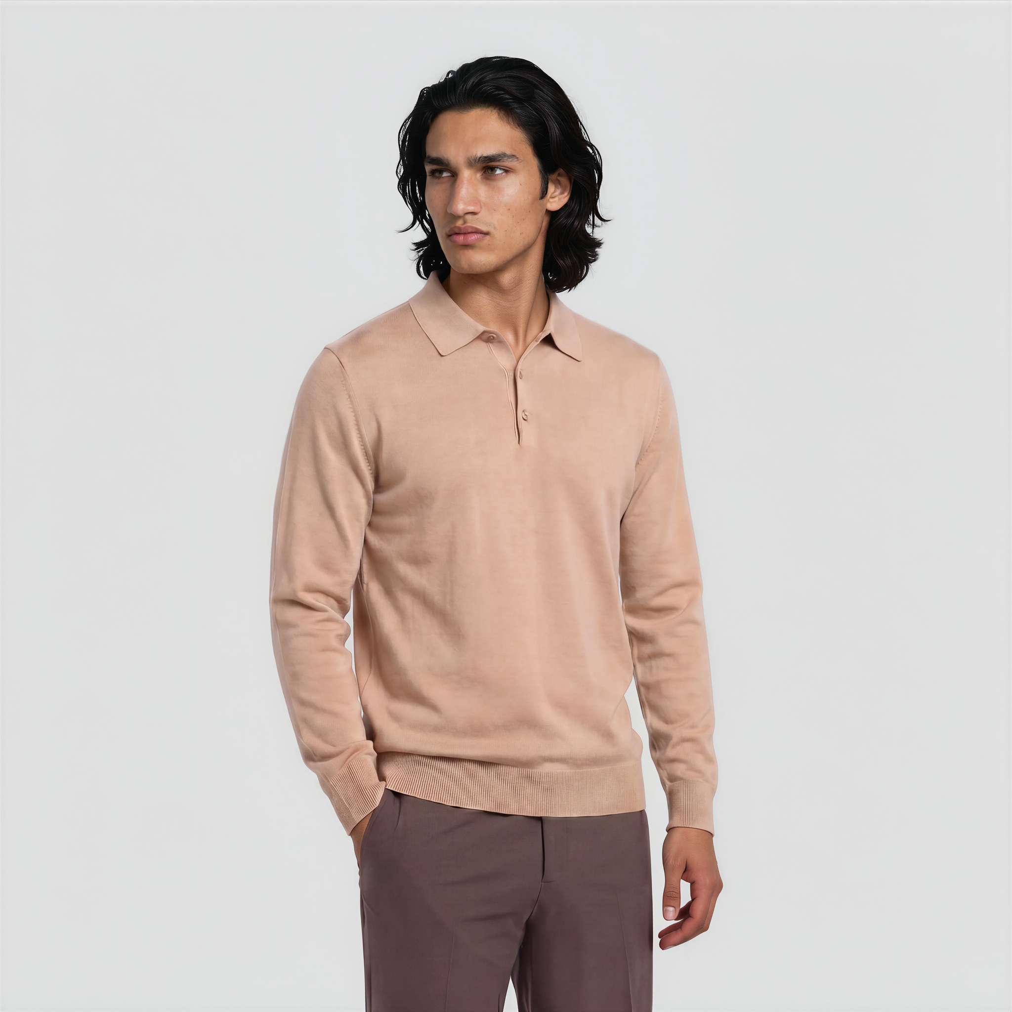 Polo Long Sleeve Sahara Sand