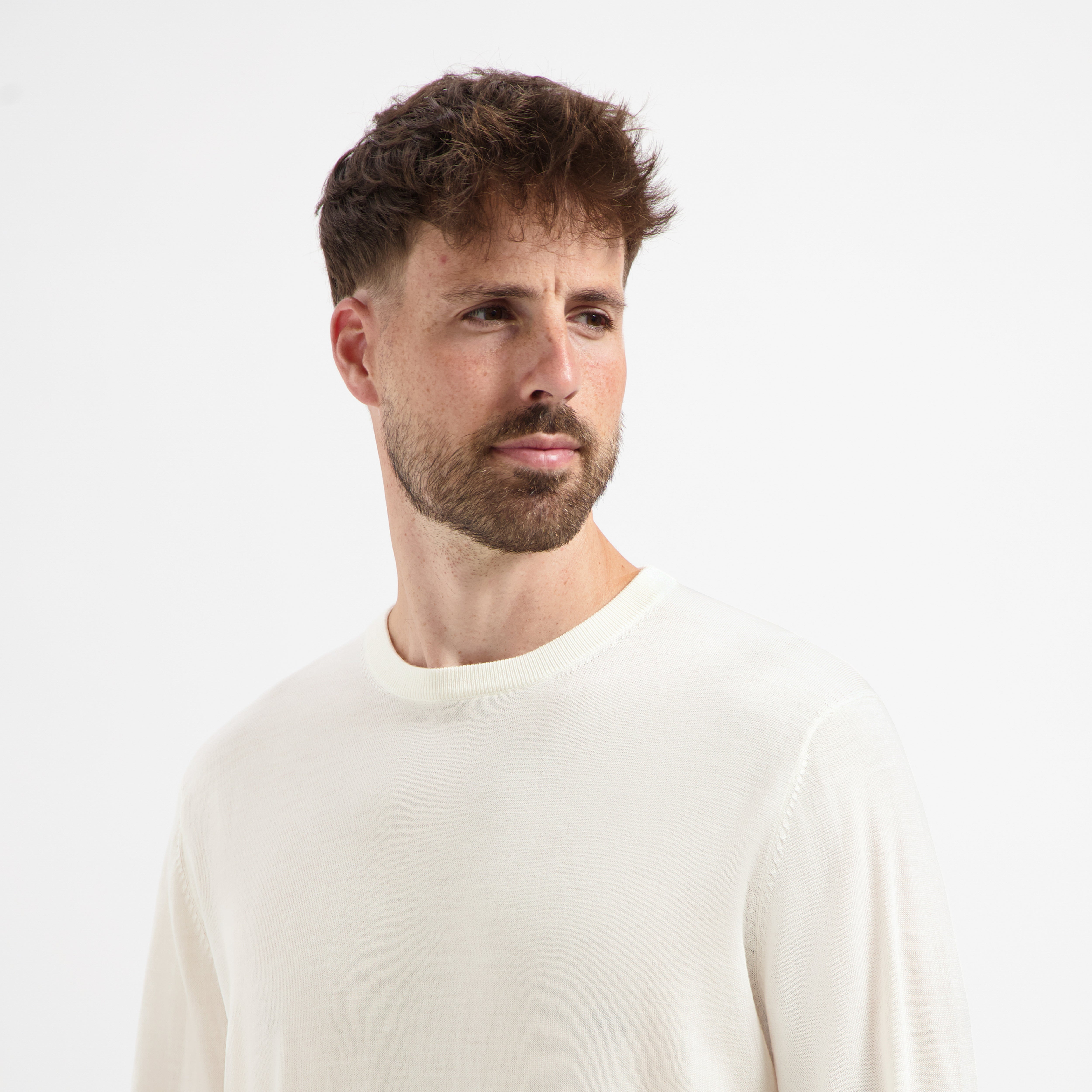 Crew Neck 100% Merino - Seachell White