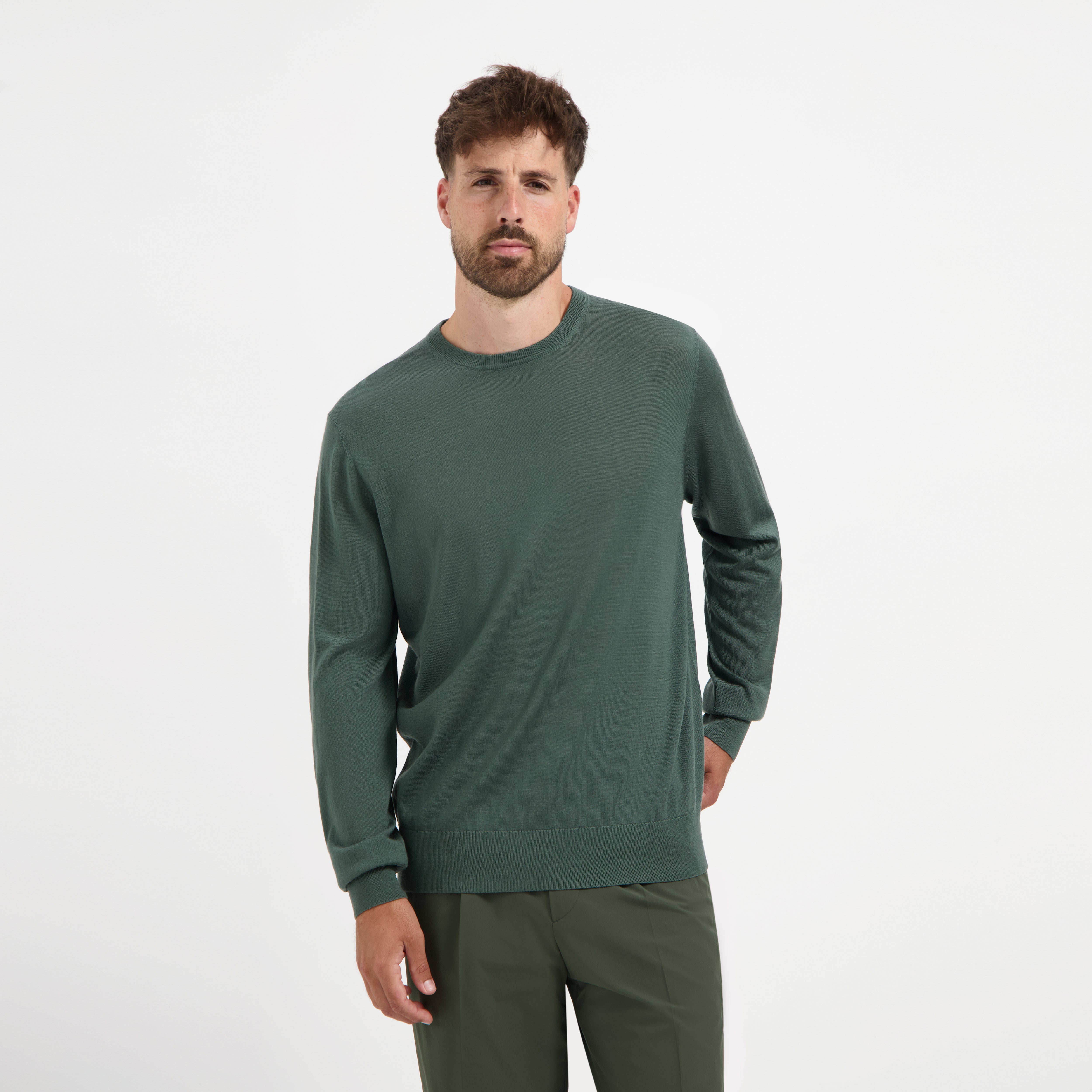 Crew Neck 100% Merino - Fernstone green