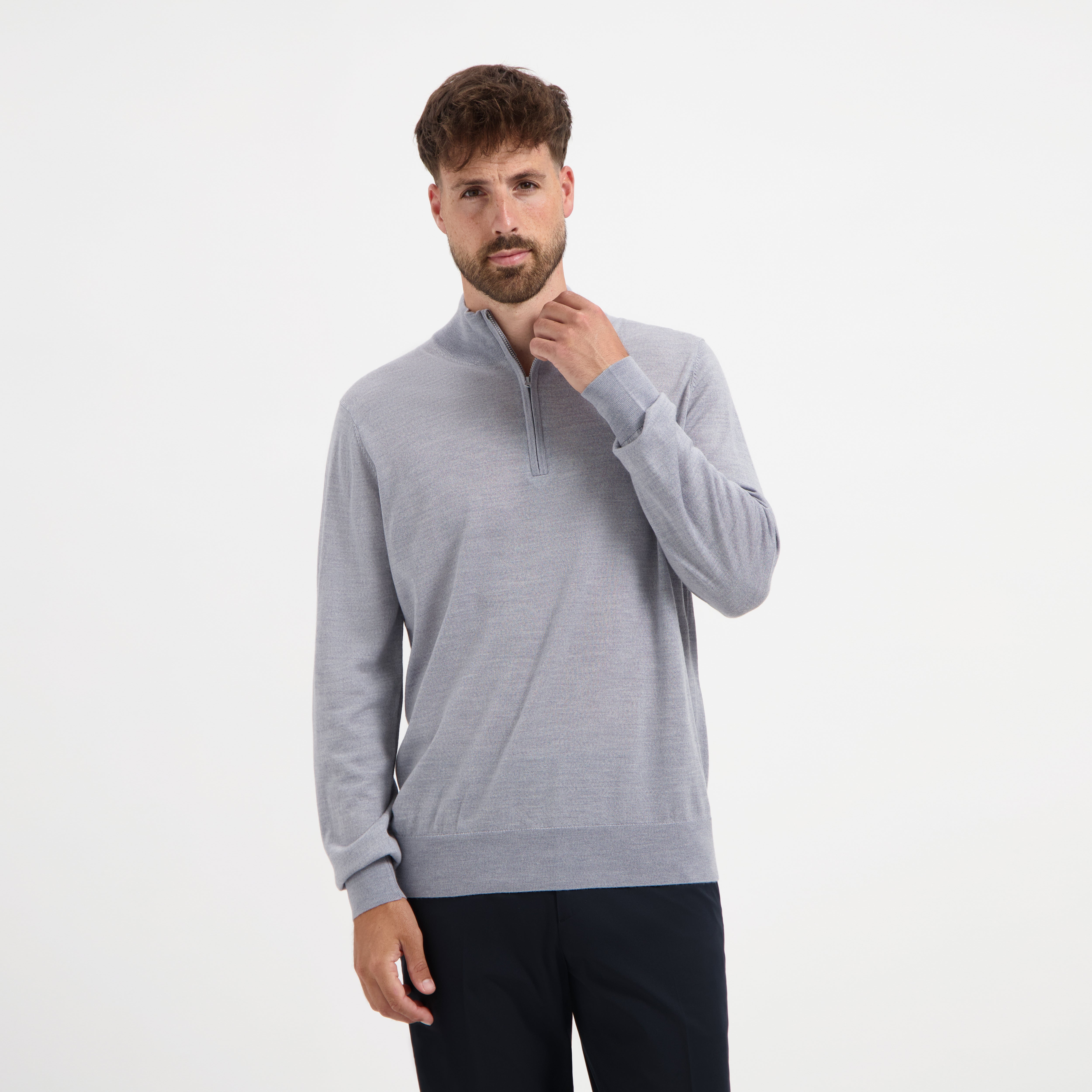 Zip Up 100% Merino - Moonstone Grey