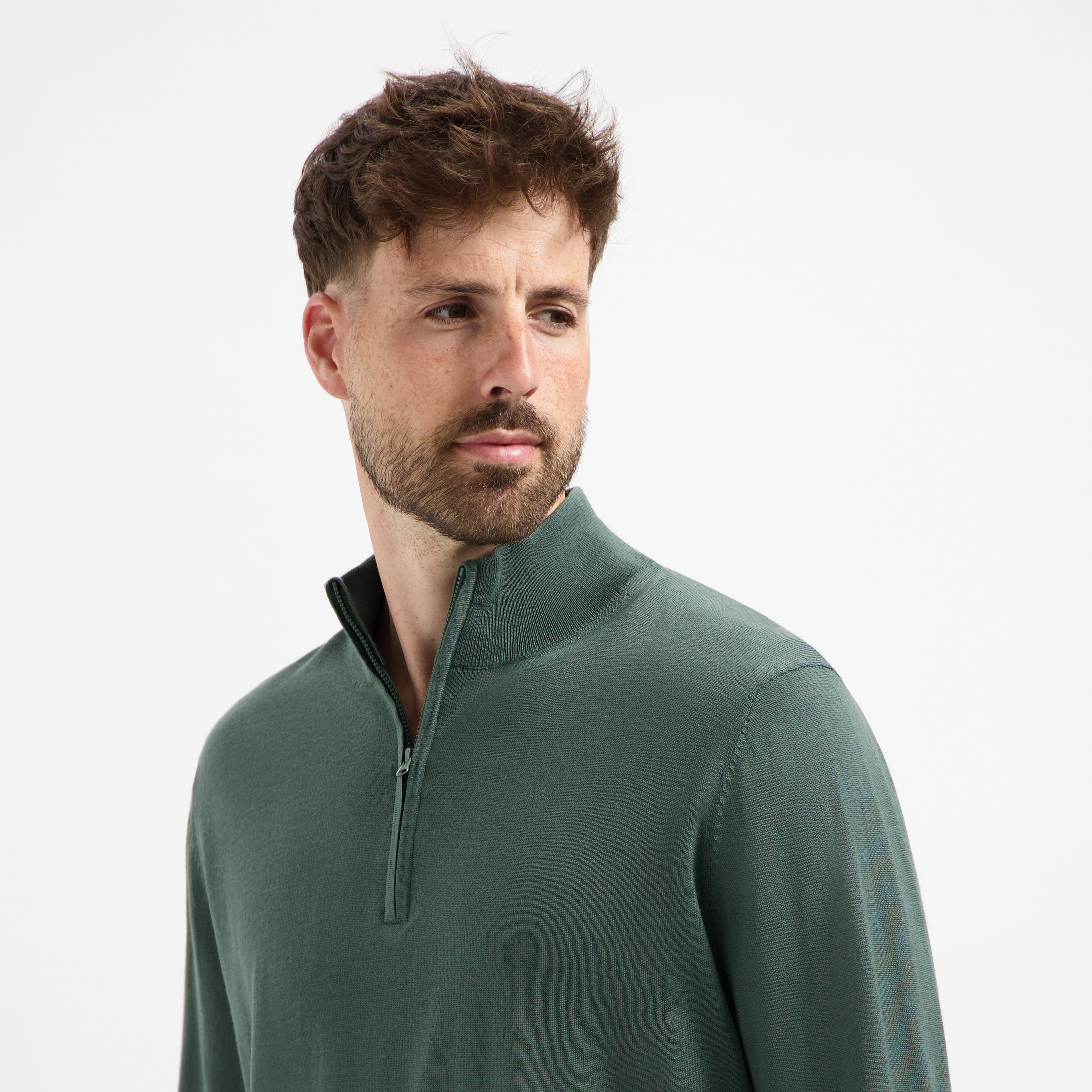 Zip Up 100% Merino - Fernstone green