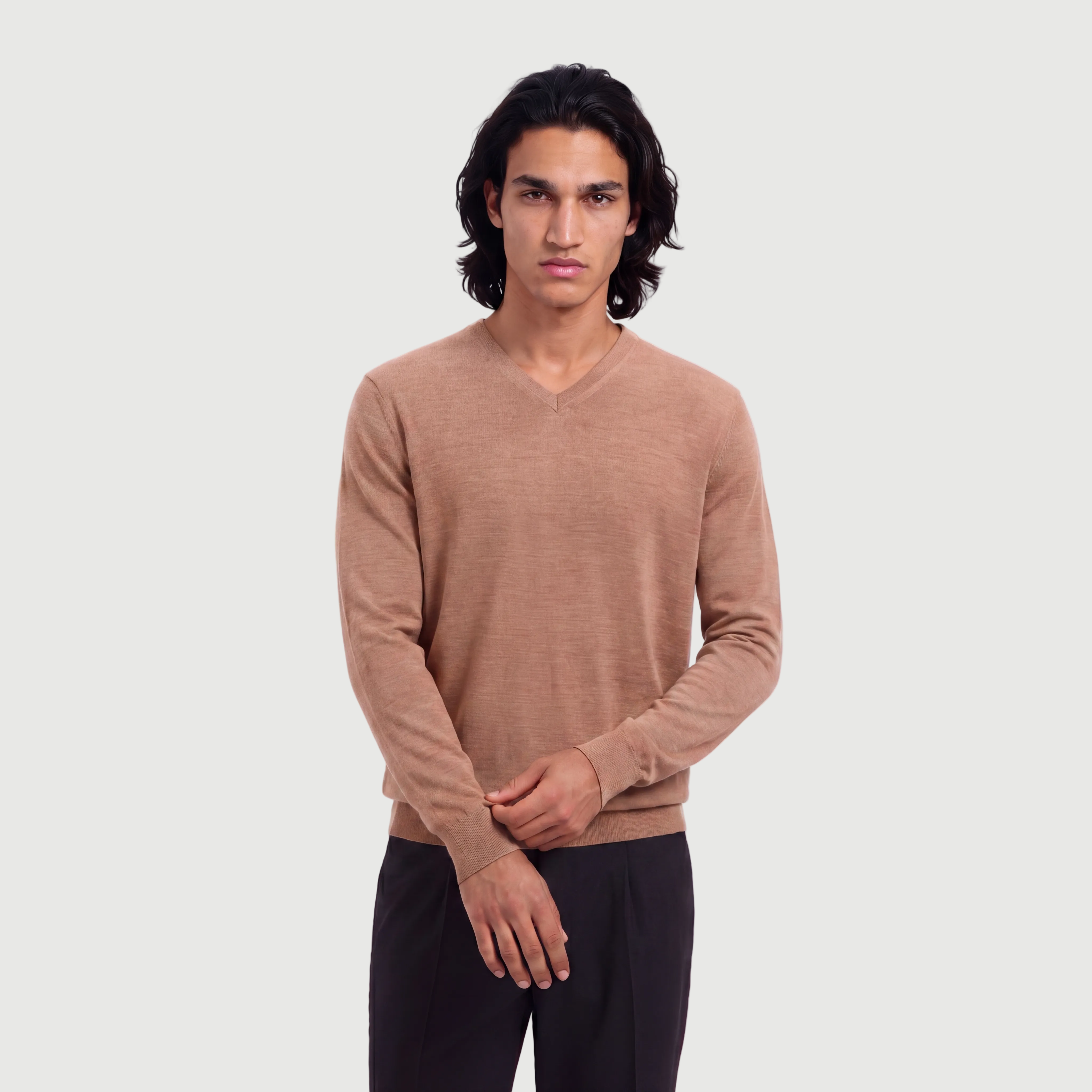 V Neck Tuscan Camel