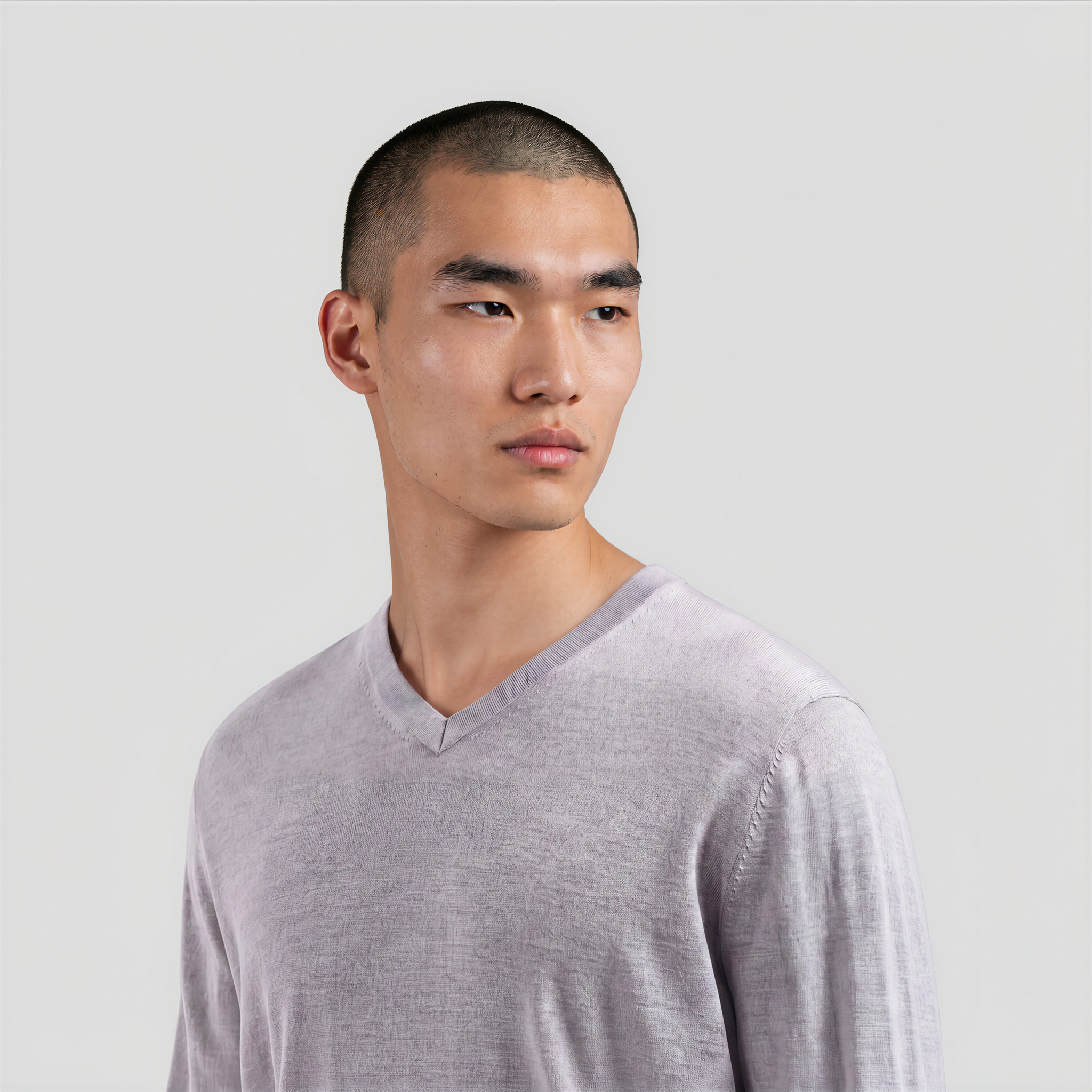 V Neck Moonstone Grey